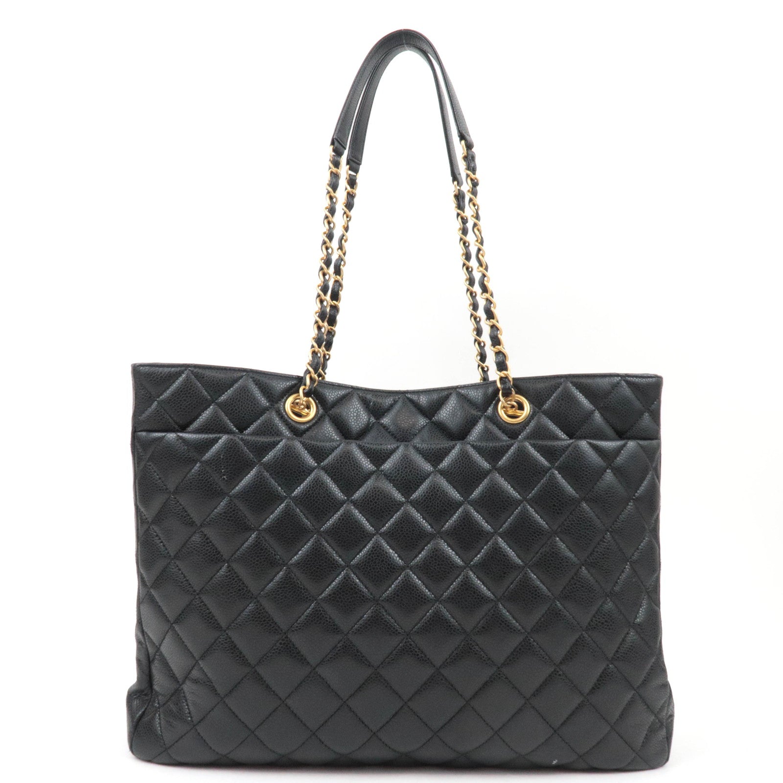 CHANEL Matelasse Shopping Chain Tote Bag Caviarskin BlackA91046