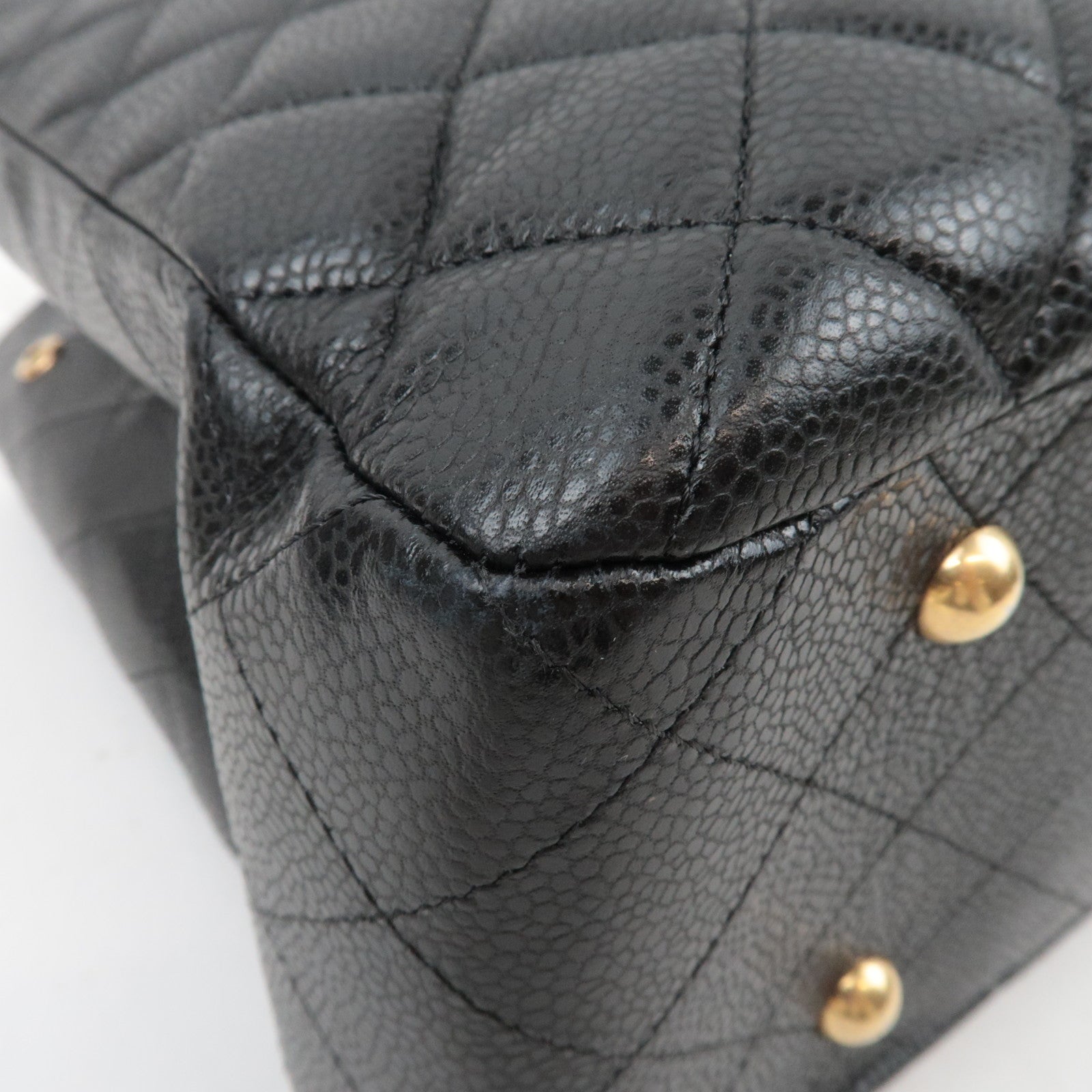 CHANEL Matelasse Shopping Chain Tote Bag Caviarskin BlackA91046