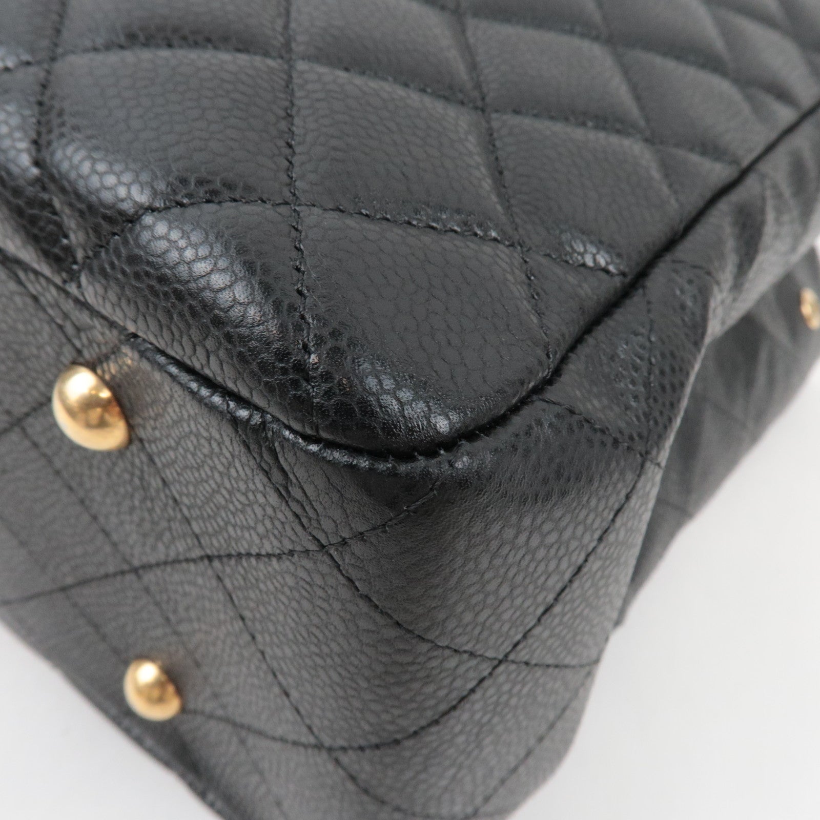 CHANEL Matelasse Shopping Chain Tote Bag Caviarskin BlackA91046