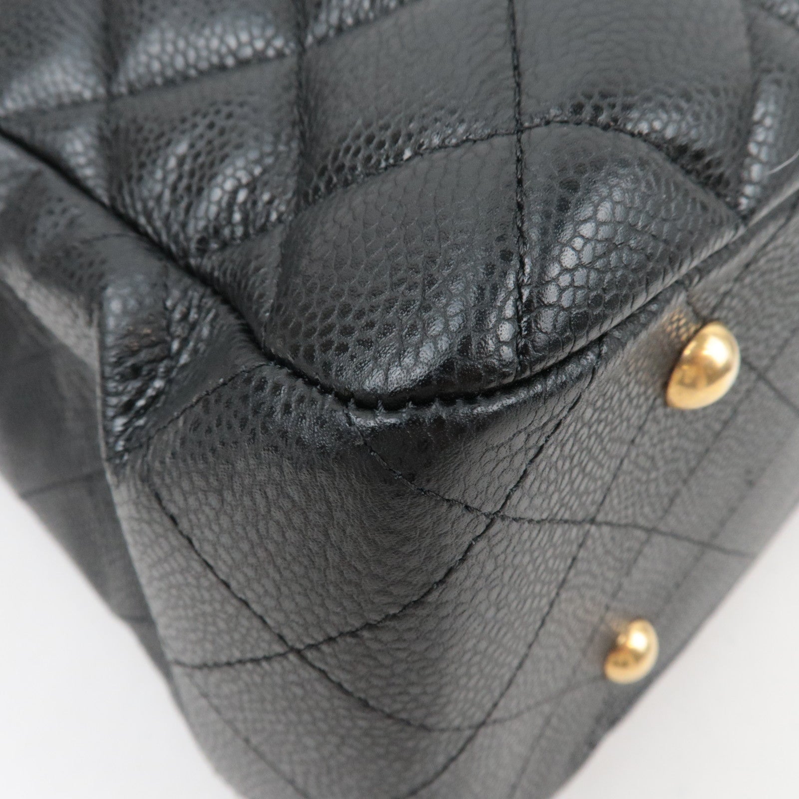 CHANEL Matelasse Shopping Chain Tote Bag Caviarskin BlackA91046