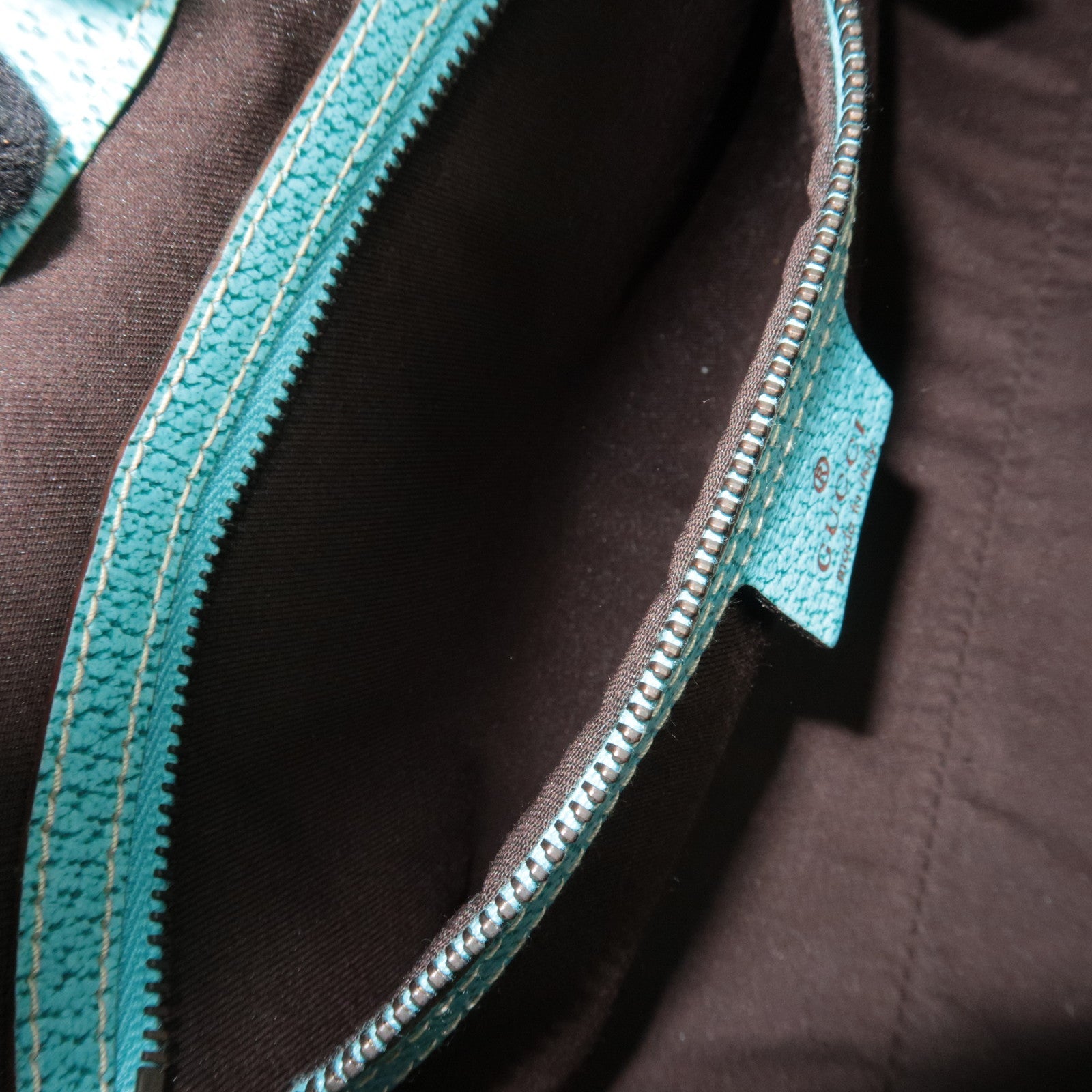 GUCCI New Jackie GG Canvas Leather Shoulder Bag Beige Turquoise 124407