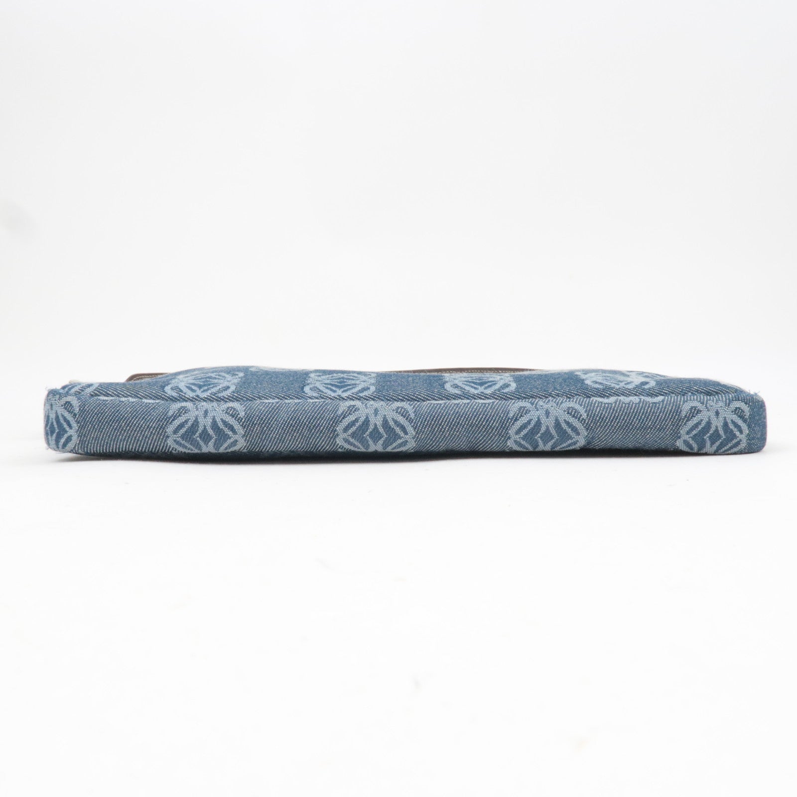 LOEWE Anagram Denim Leather Shoulder Bag Blue Brown