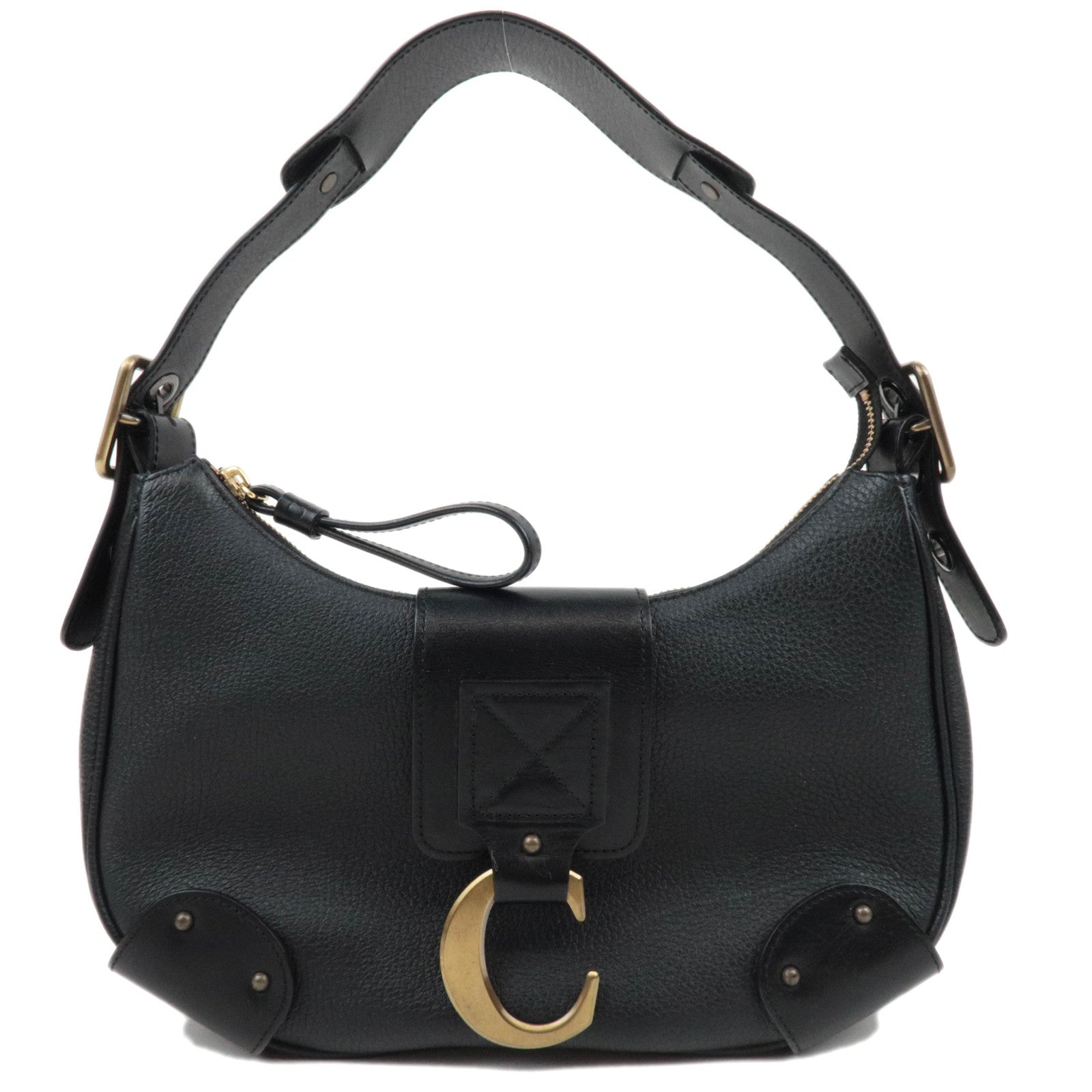 Chloe C Charm Leather One Shoulder Bag Black85695