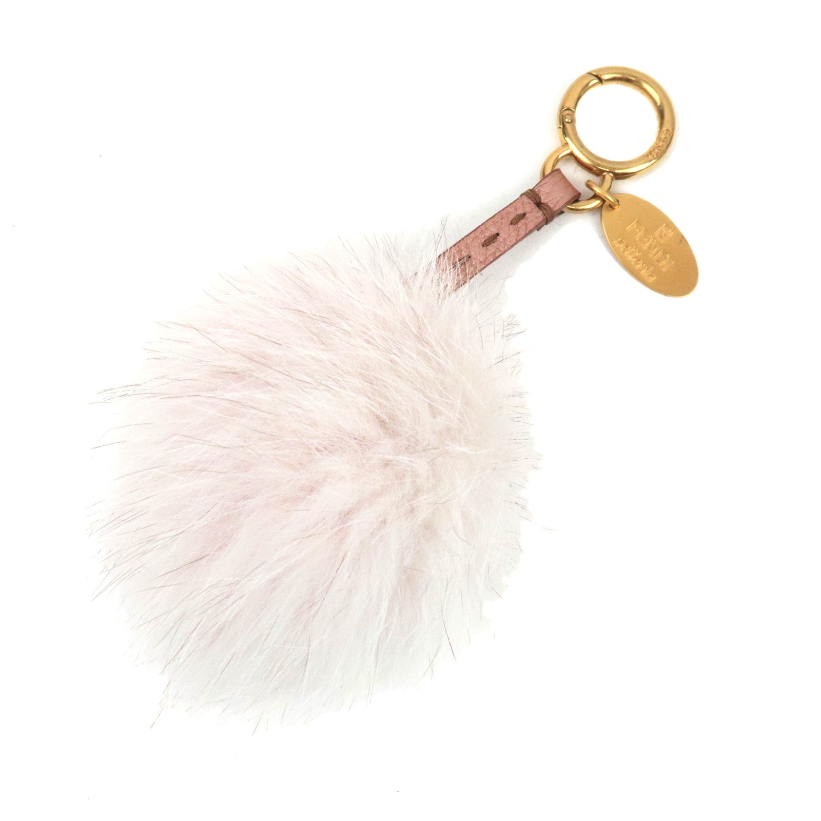 FENDI Pompom Fur Bag Charm White Pink85713