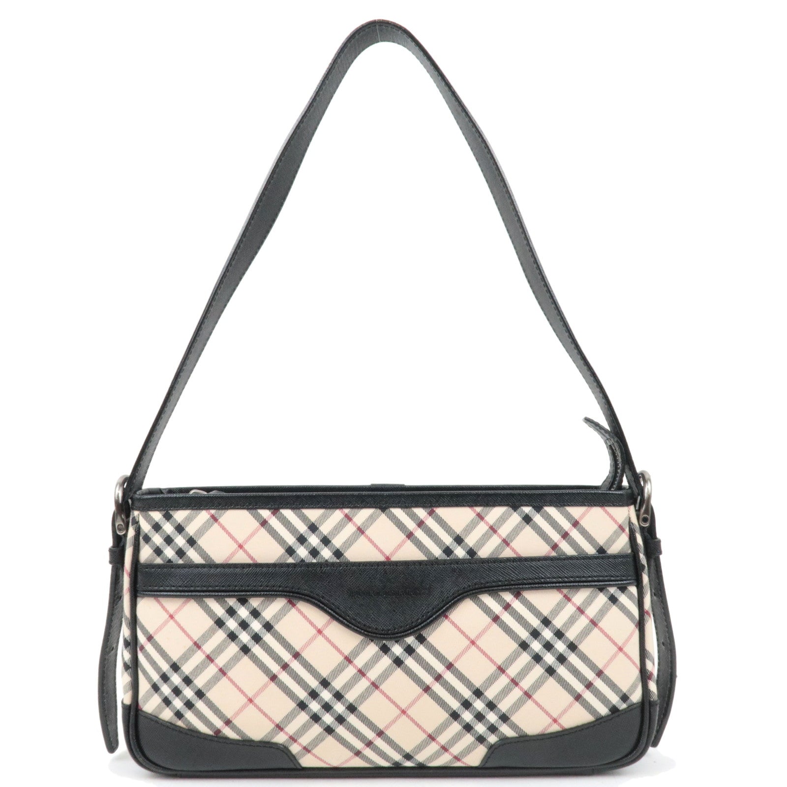 BURBERRY Nova Plaid Canvas Leather Shoulder Bag Beige Black85825