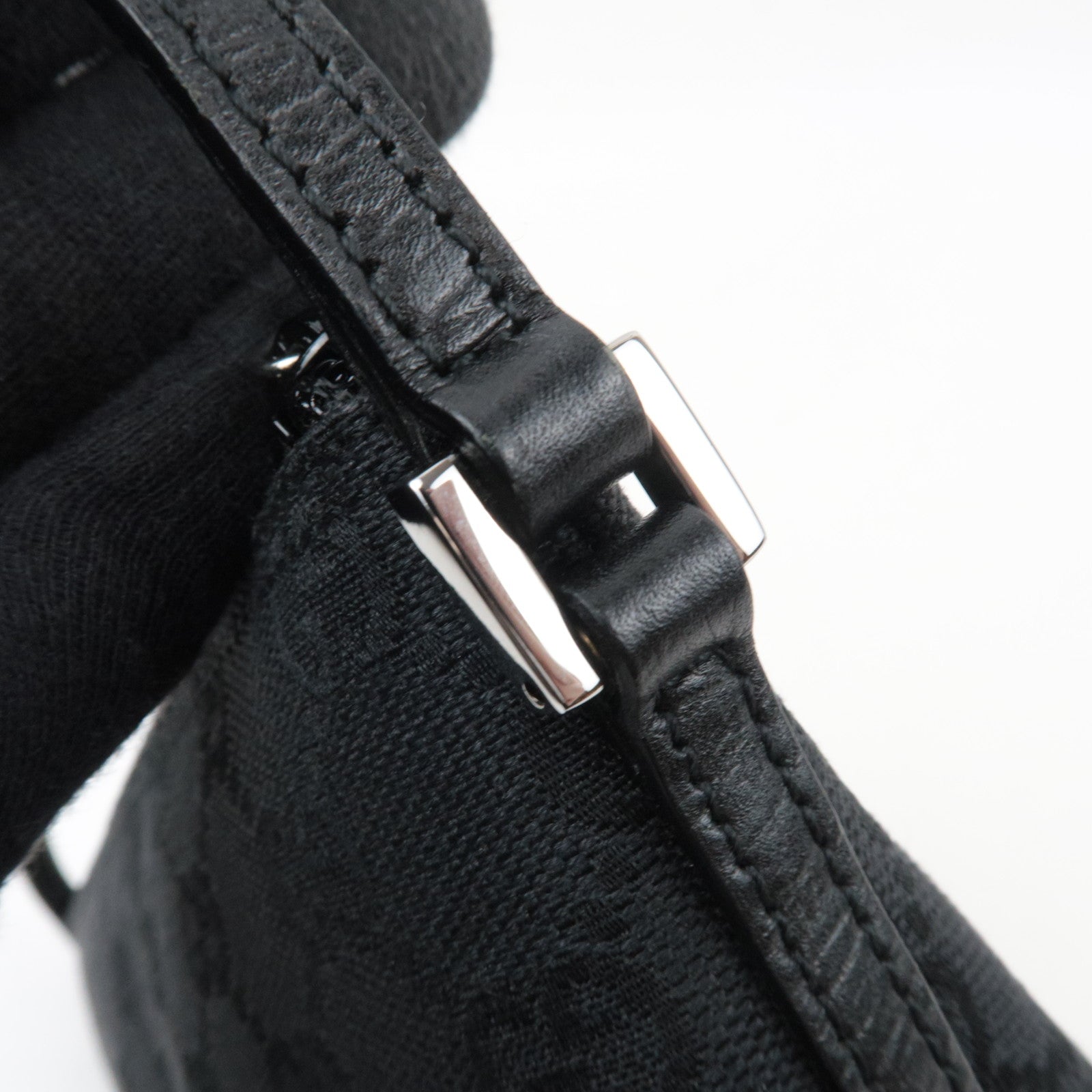 GUCCI Boat Bag GG Canvas Leather Black 07198