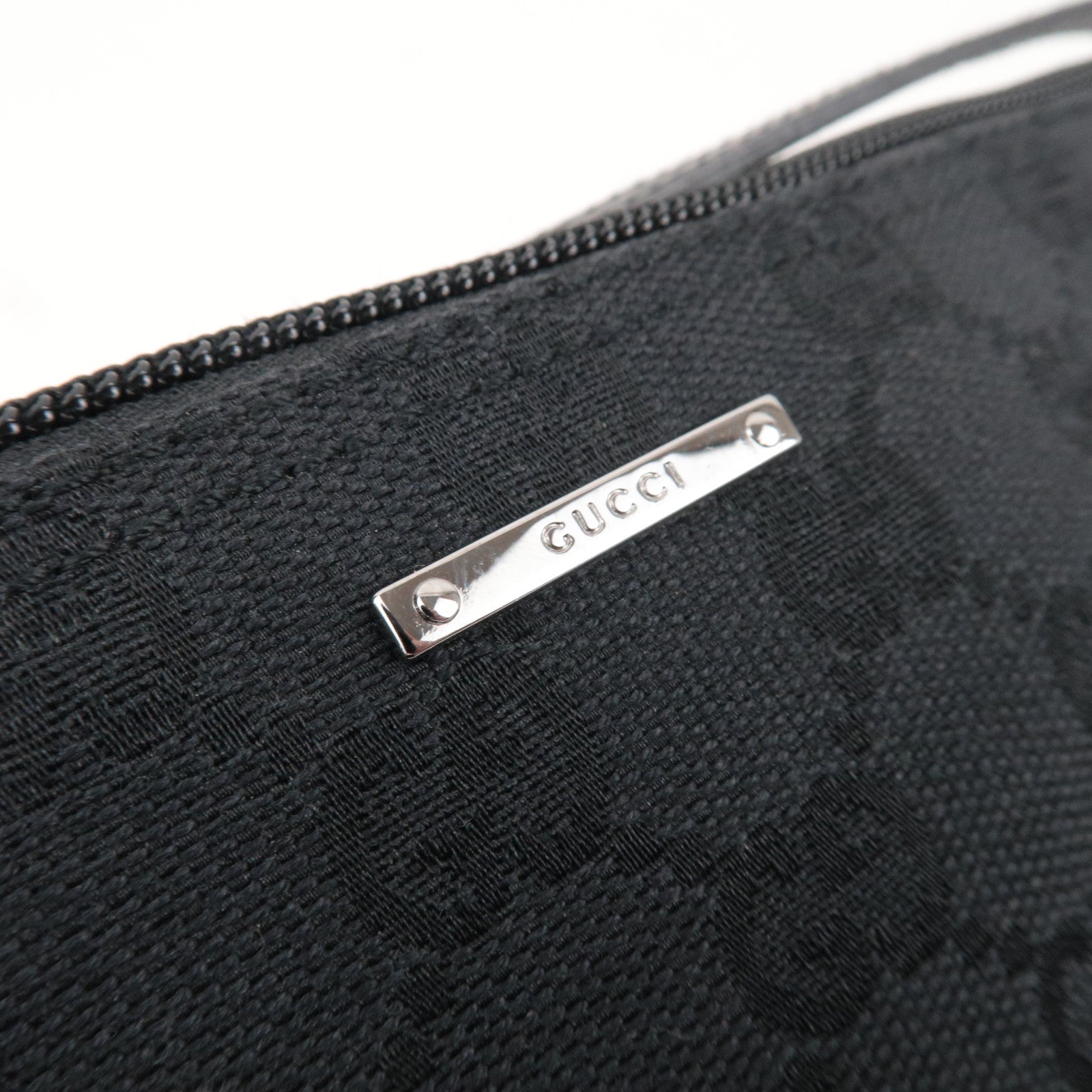 GUCCI Boat Bag GG Canvas Leather Black 07198