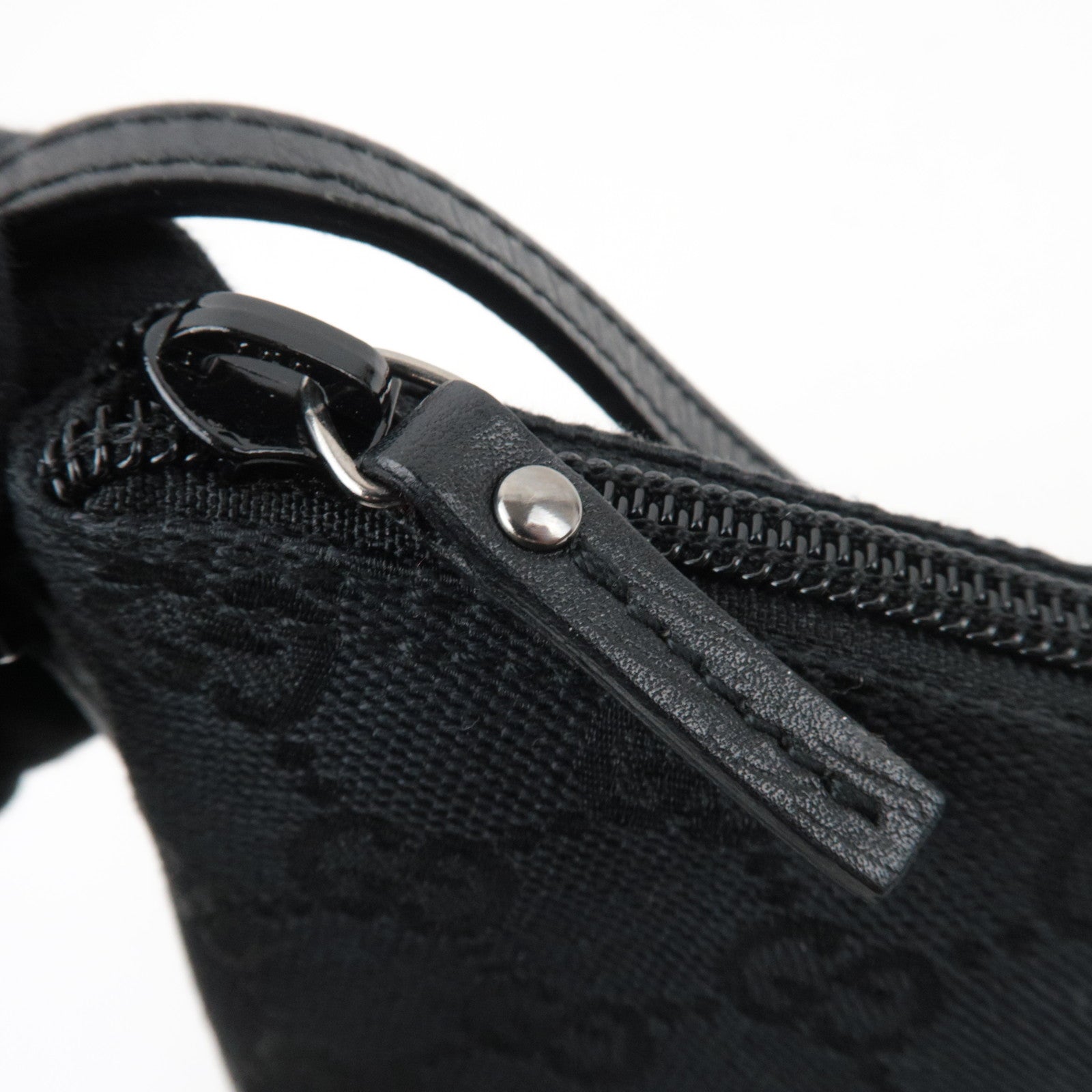 GUCCI Boat Bag GG Canvas Leather Black 07198