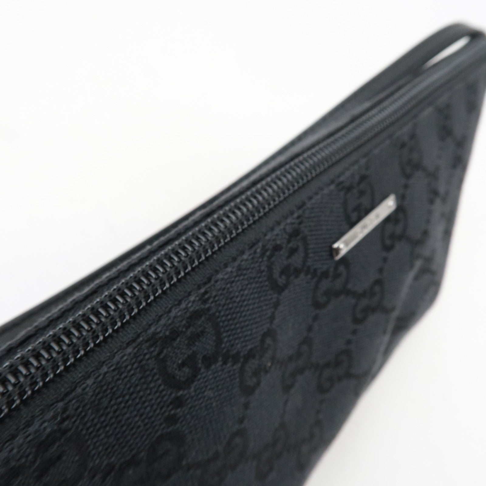 GUCCI Boat Bag GG Canvas Leather Black 07198