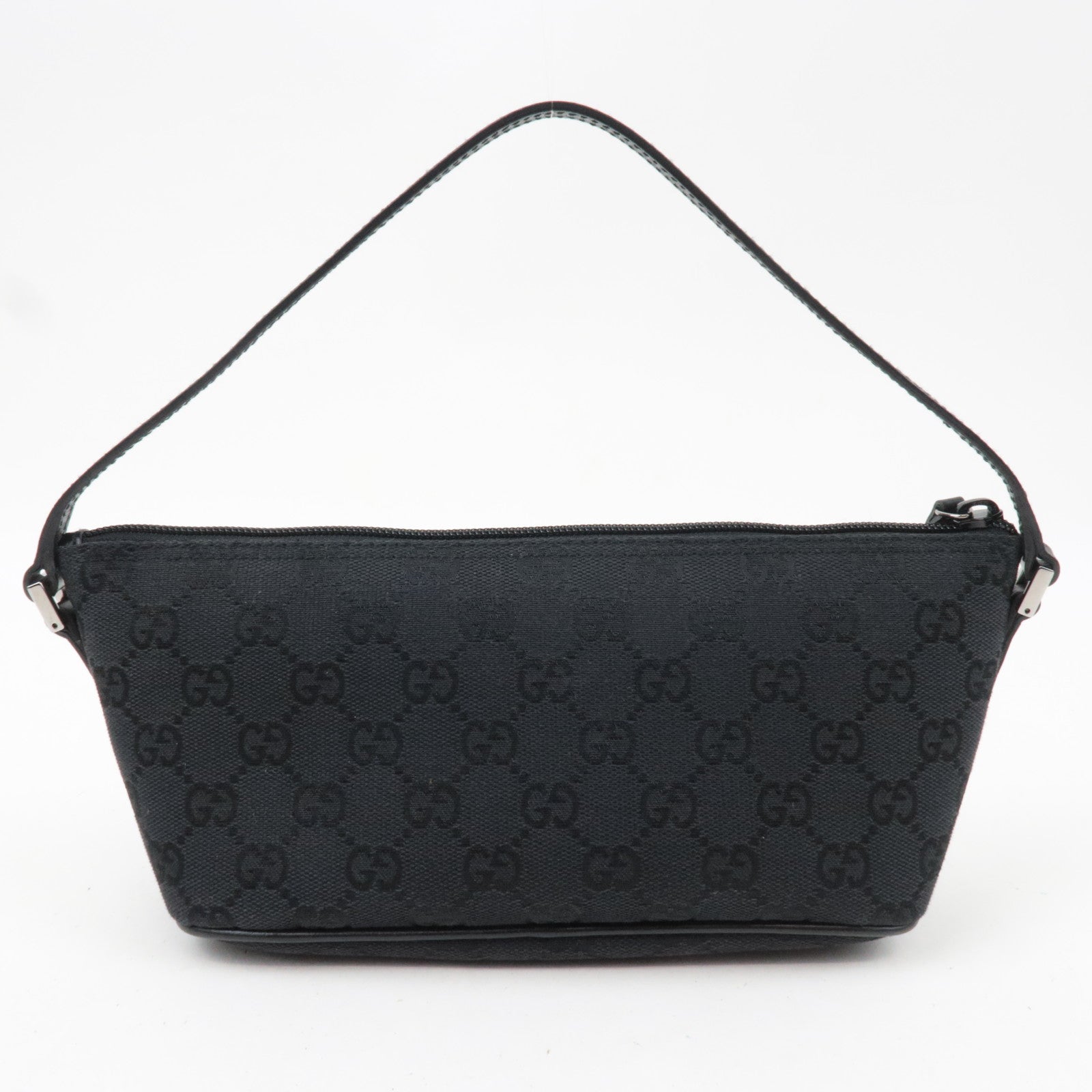 GUCCI Boat Bag GG Canvas Leather Black 07198