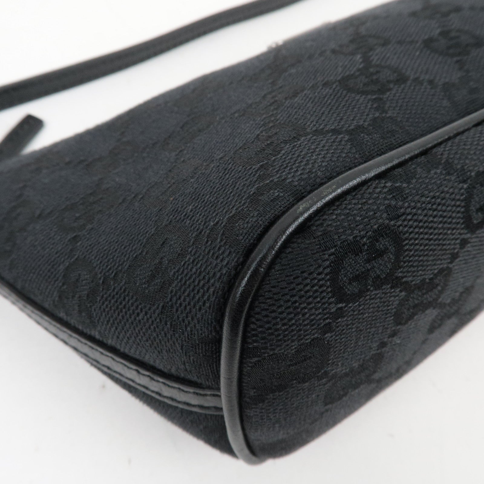 GUCCI Boat Bag GG Canvas Leather Black 07198