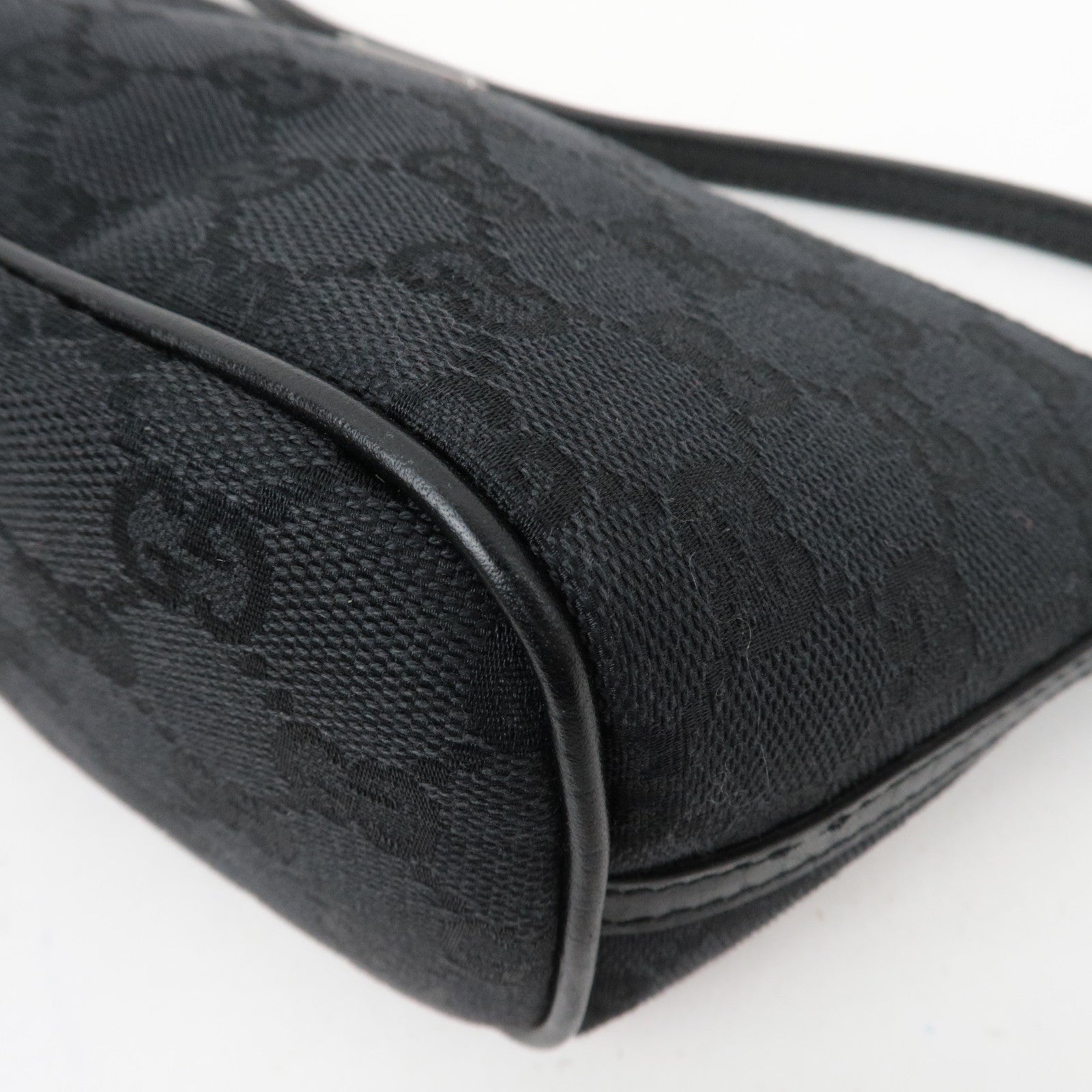 GUCCI Boat Bag GG Canvas Leather Black 07198