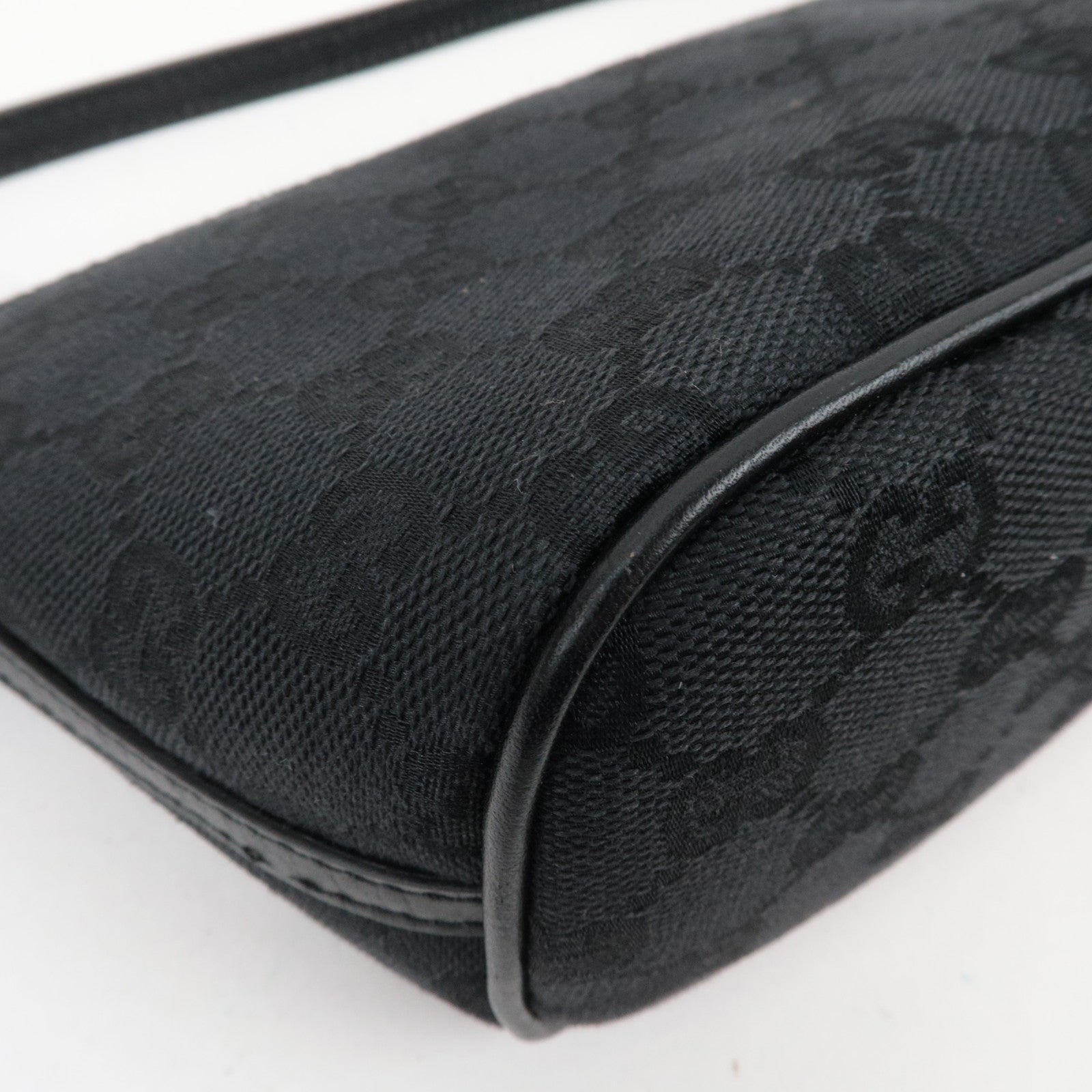 GUCCI Boat Bag GG Canvas Leather Black 07198