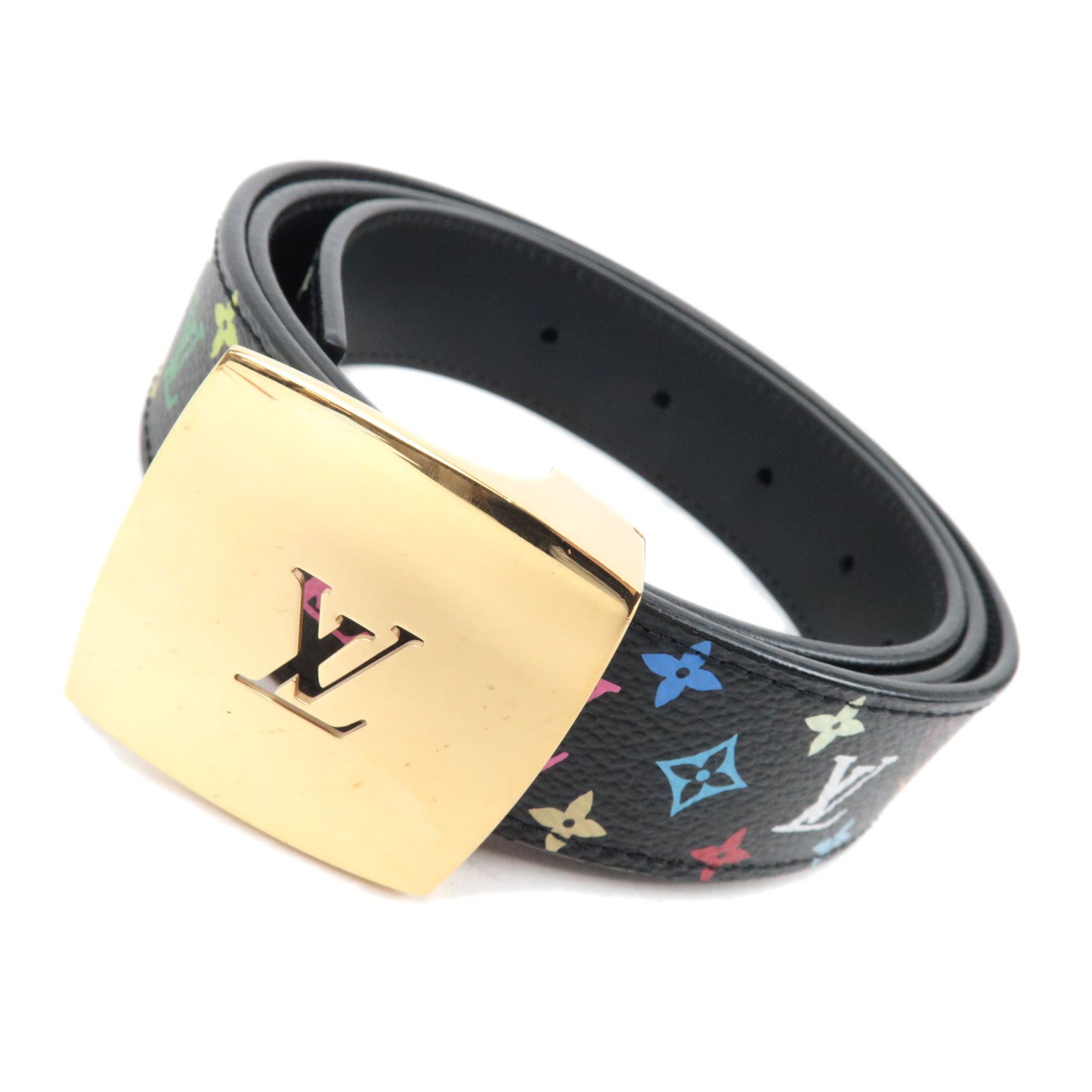 Louis Vuitton Monogram Multicolore Ceinture Carre LV Cut Belt 90/36 Noir M6890 LB008685852
