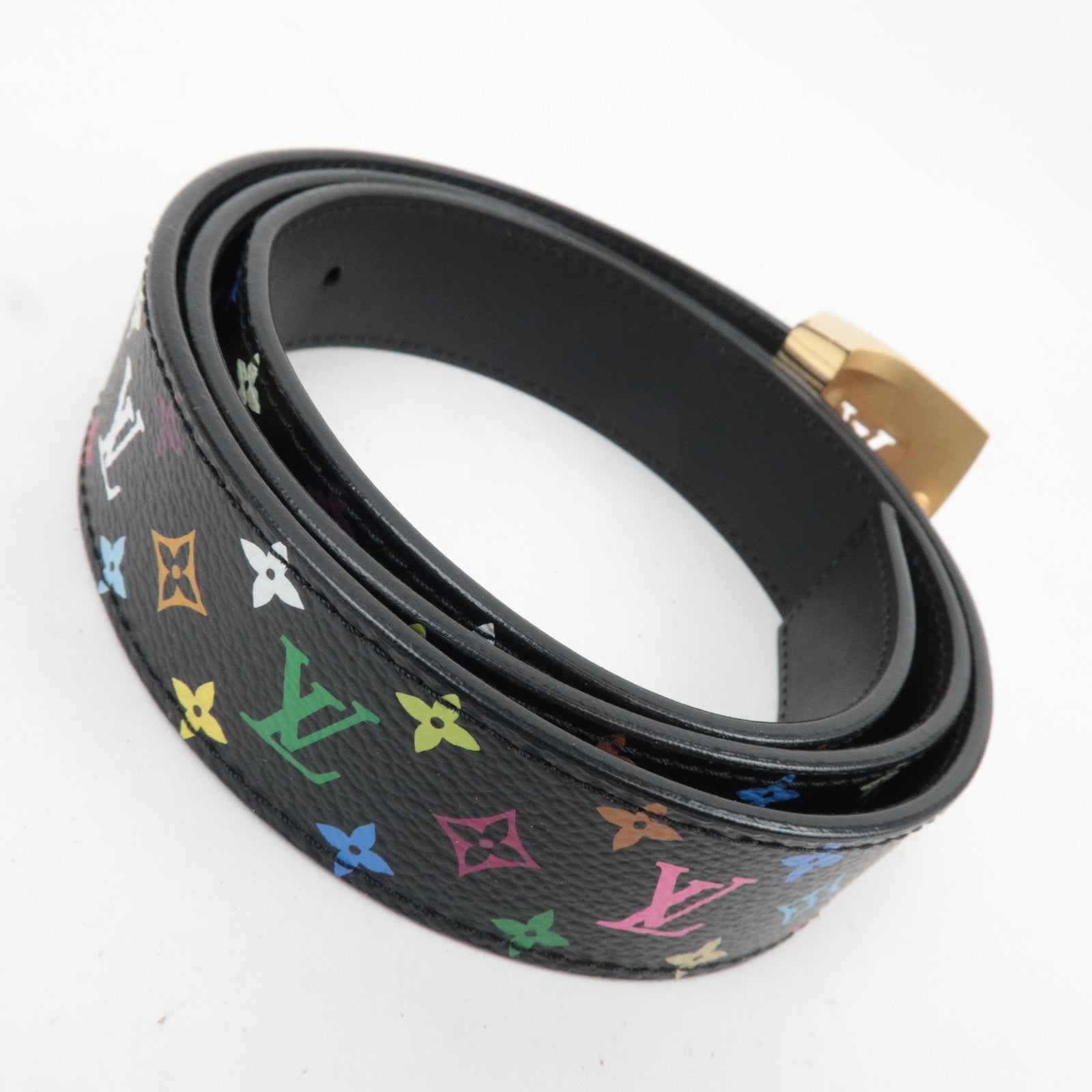 Louis Vuitton Monogram Multicolore Ceinture Carre LV Cut Belt 90/36 Noir M6890 LB0086