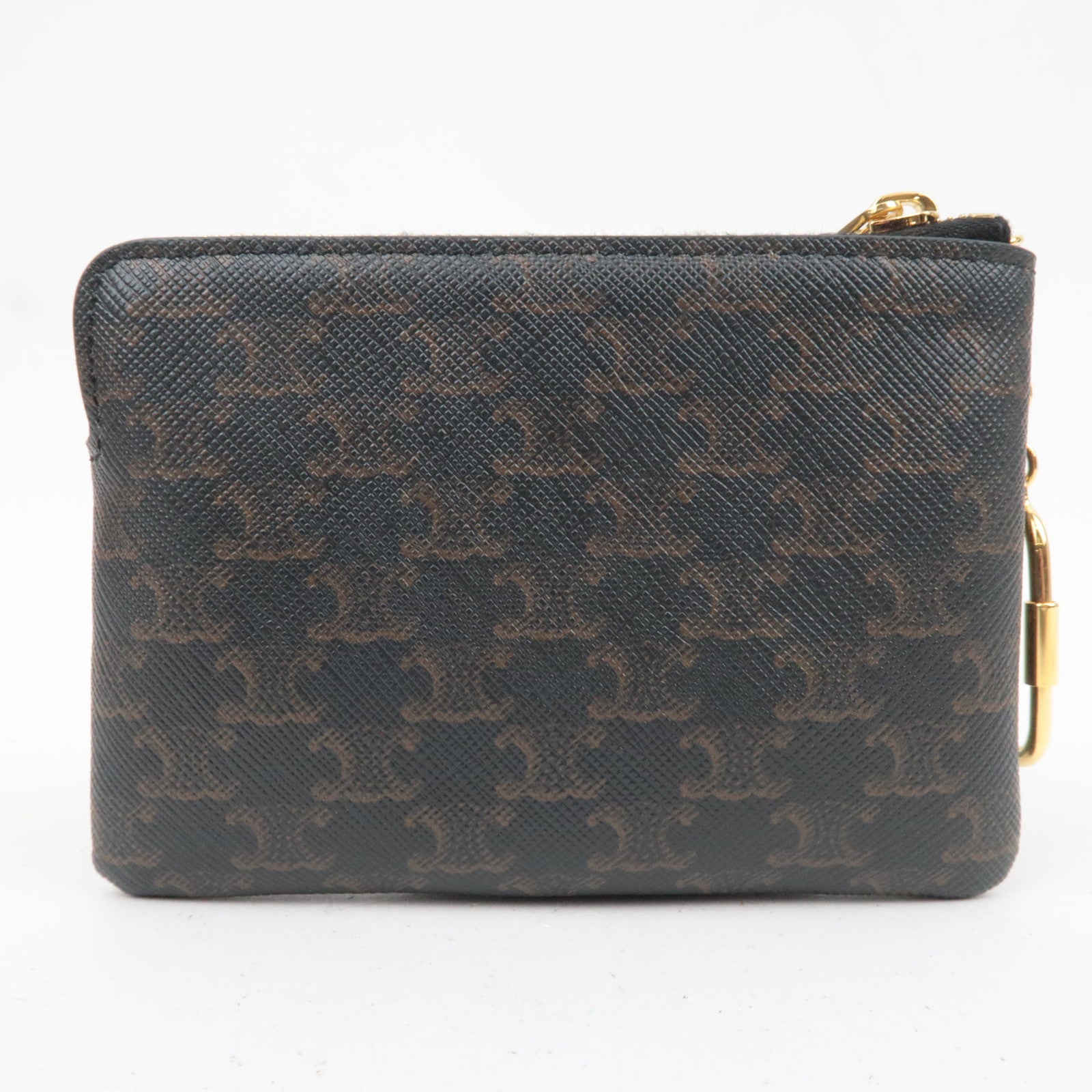 CELINE Triomphe PVC Logo Coin Case Black Brown