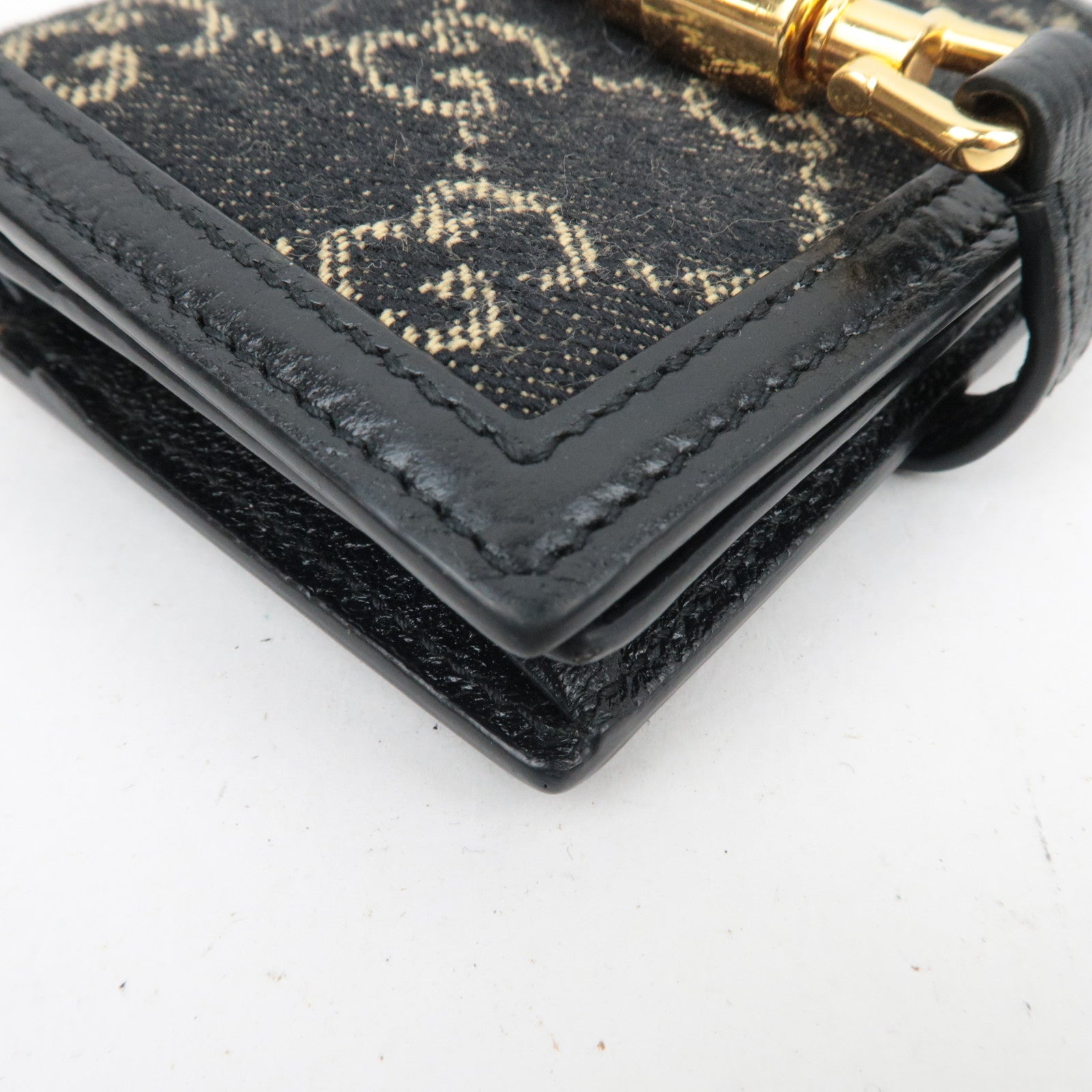 GUCCI New Jackie GG Denim Leather Bifold Wallet Navy 645536