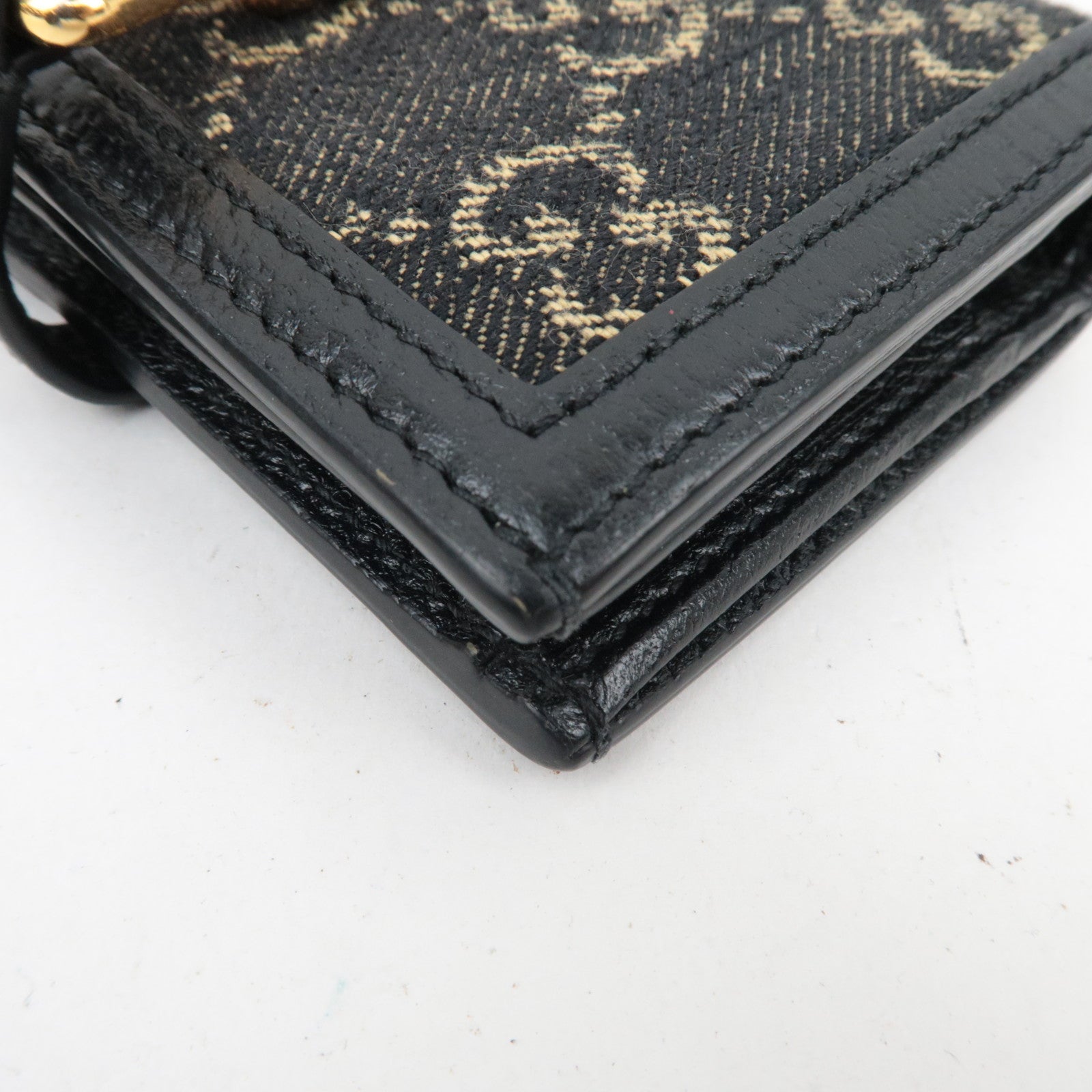 GUCCI New Jackie GG Denim Leather Bifold Wallet Navy 645536