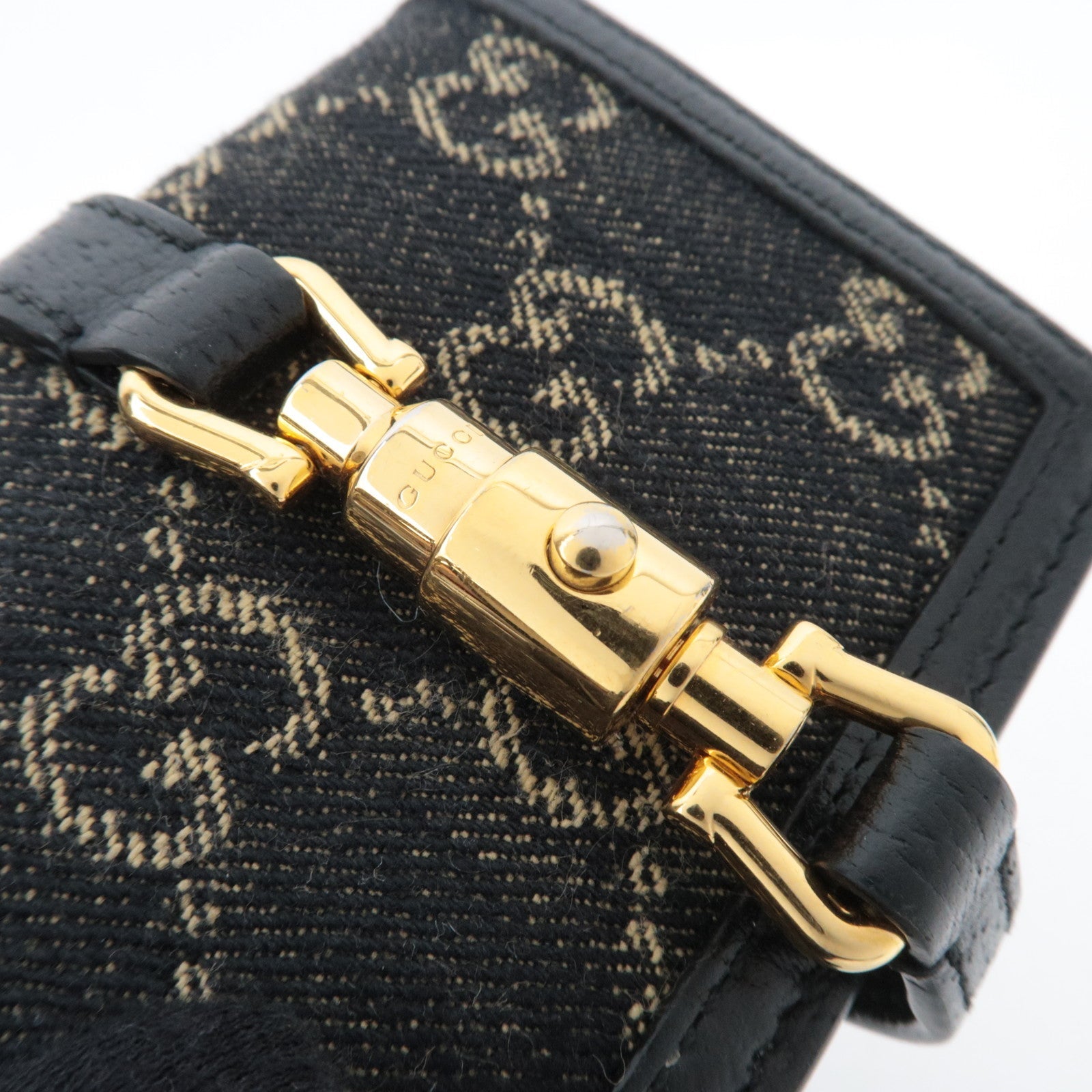 GUCCI New Jackie GG Denim Leather Bifold Wallet Navy 645536