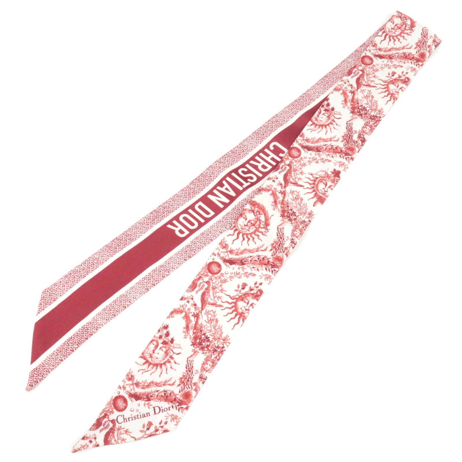 Christian Dior Mitzah 100% Silk Scarf Botanical Print Bordeaux White86024