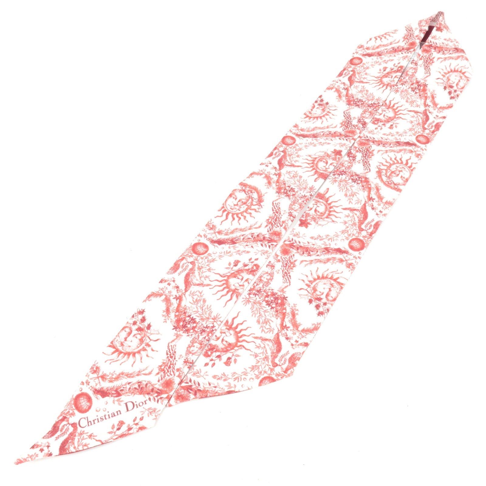 Christian Dior Mitzah 100% Silk Scarf Botanical Print Bordeaux White