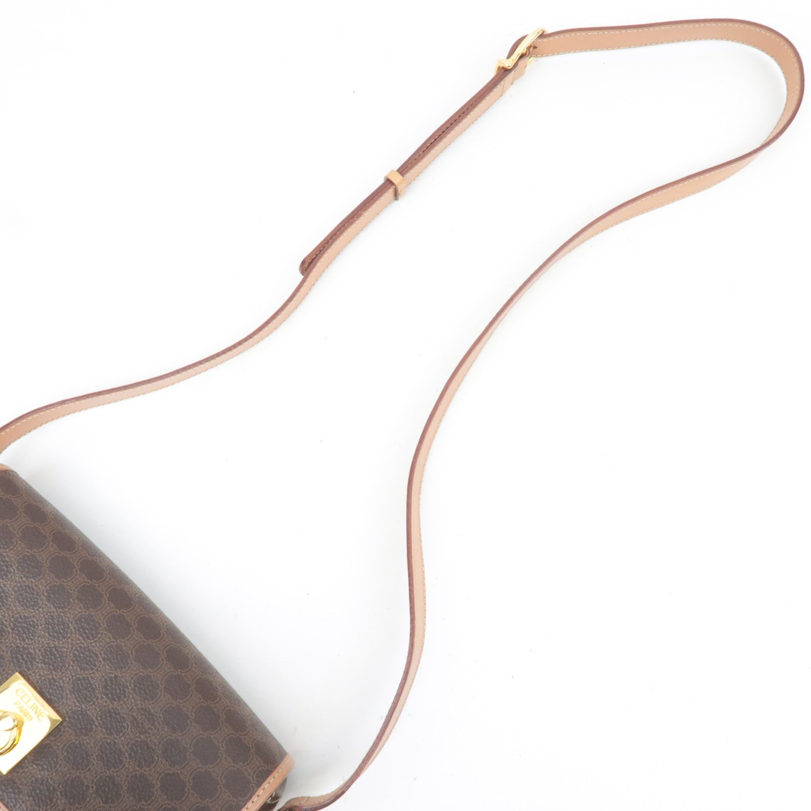 CELINE Macadam PVC Leather Shoulder Bag Brown