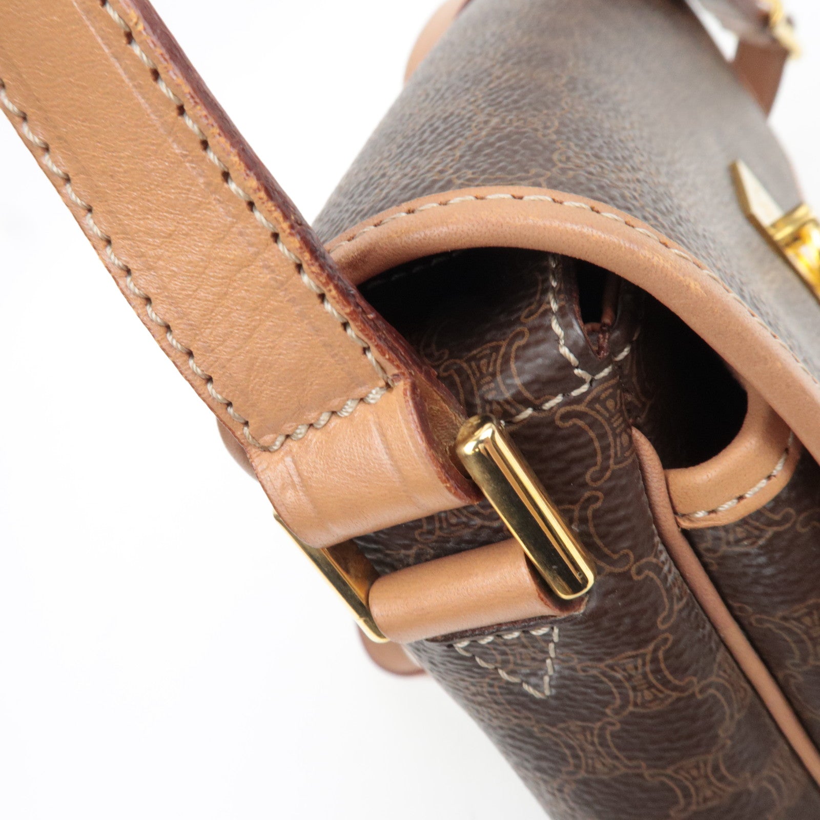 CELINE Macadam PVC Leather Shoulder Bag Brown