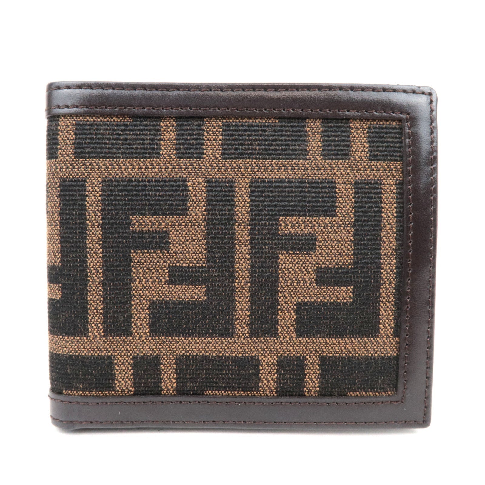 FENDI Zucca Canvas Leather Bifold Wallet Brown Black 3078986031