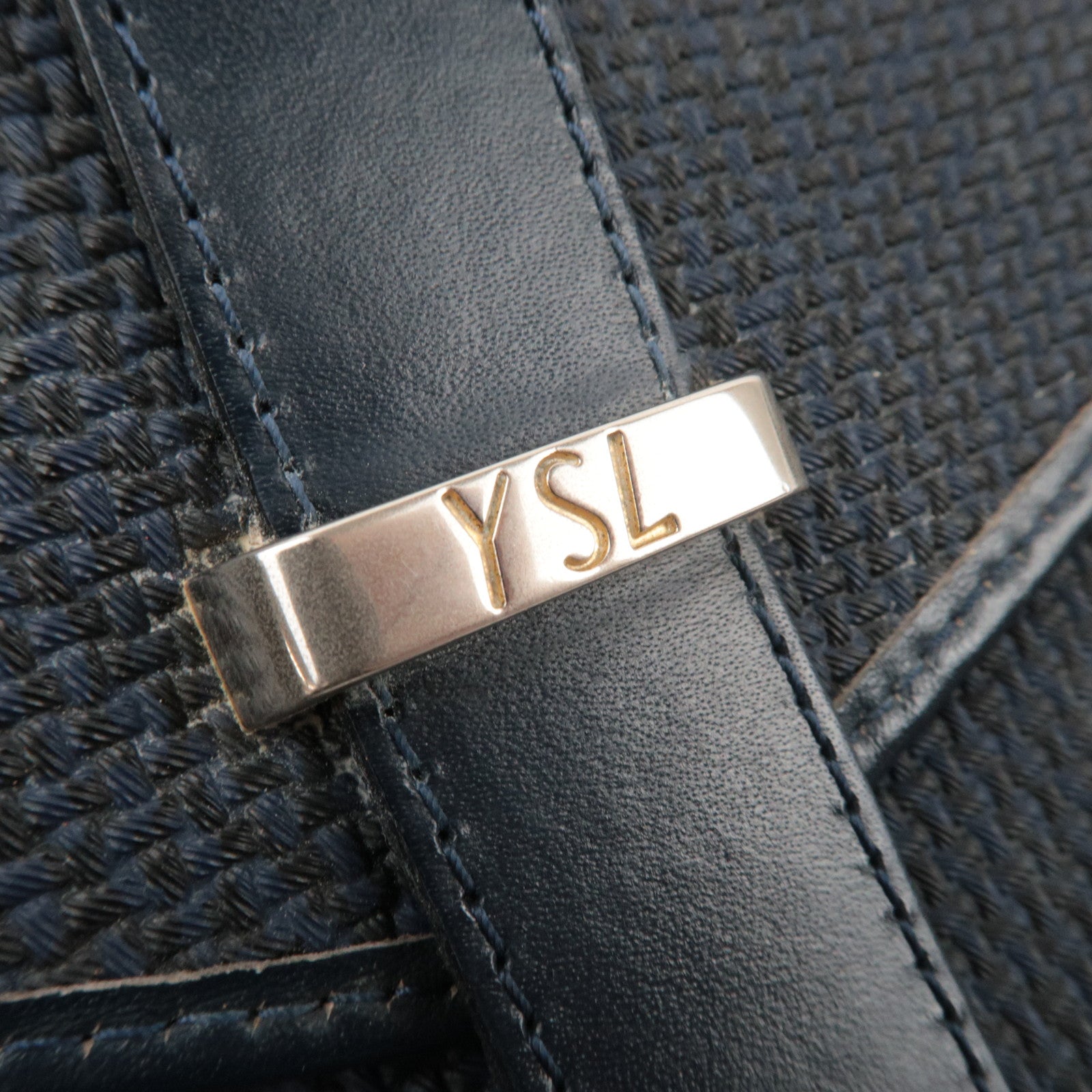 SAINT LAURENT YSL PVC Leather Shoulder Bag Navy