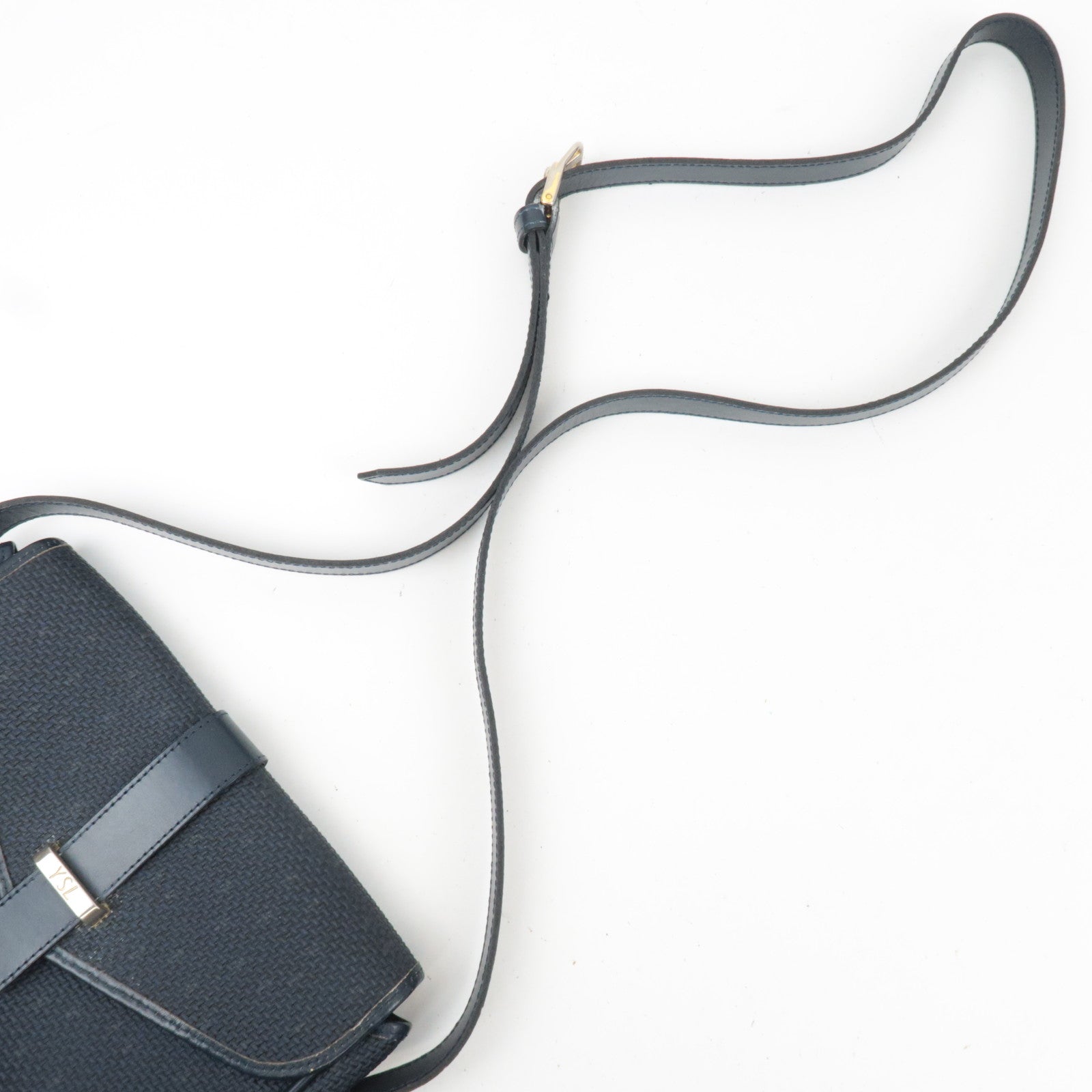 SAINT LAURENT YSL PVC Leather Shoulder Bag Navy