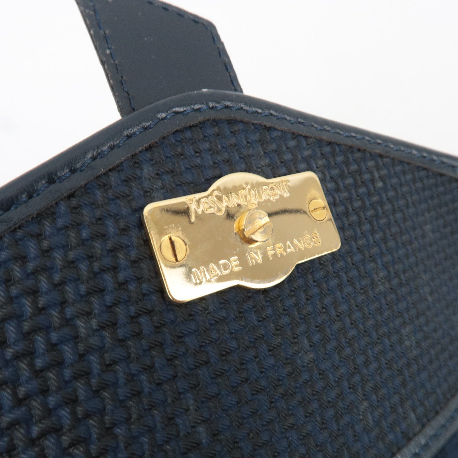 SAINT LAURENT YSL PVC Leather Shoulder Bag Navy