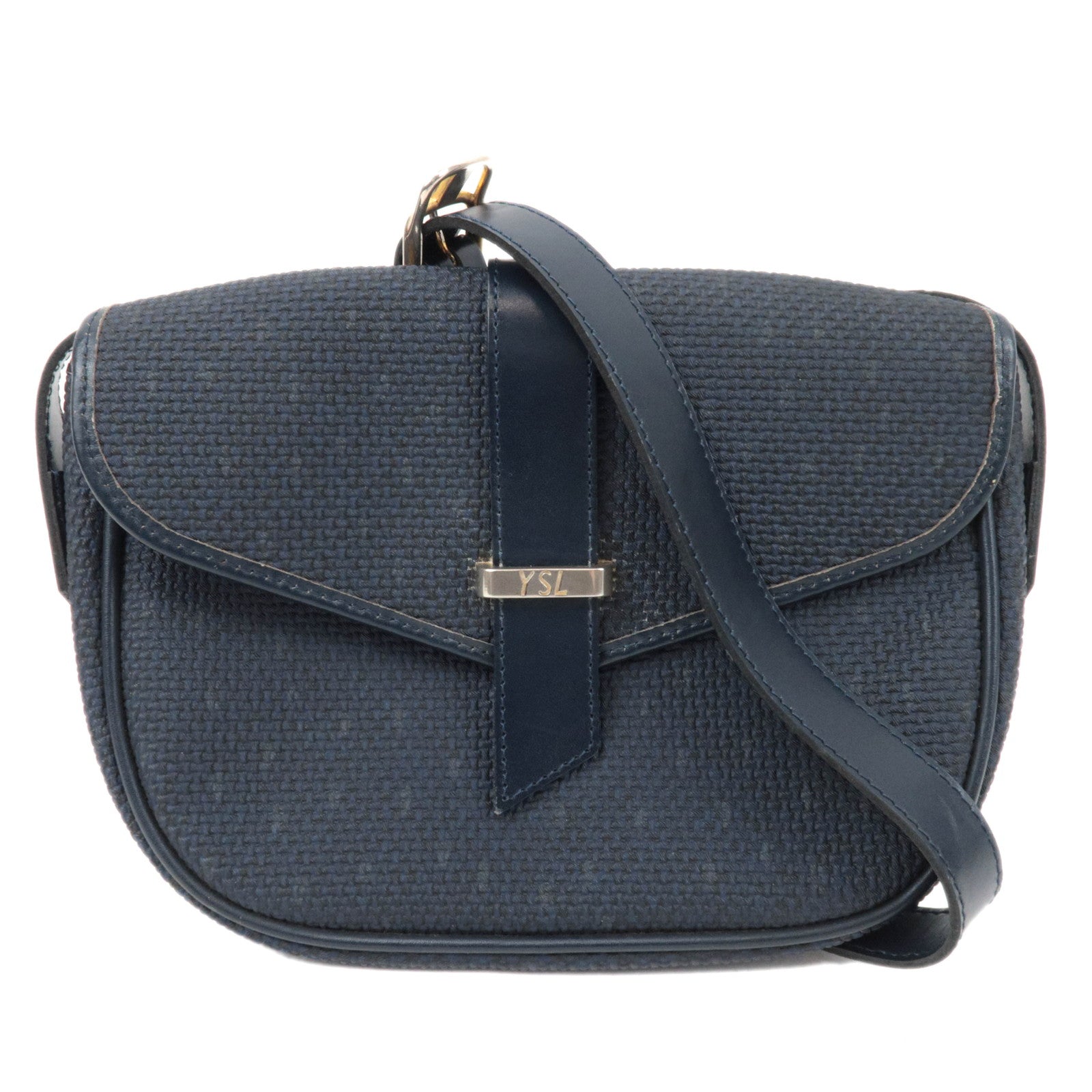 SAINT LAURENT YSL PVC Leather Shoulder Bag Navy86037
