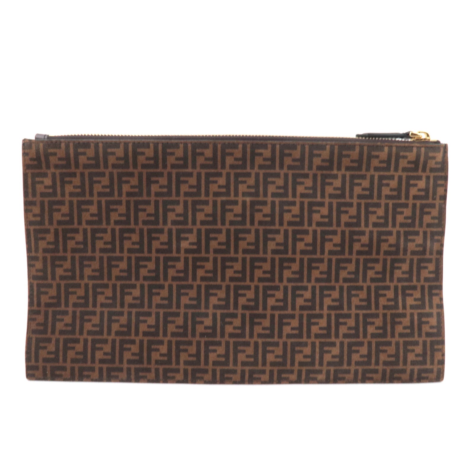 FENDI Zucca Suede Flat Pouch Clutch Bag 8N0149