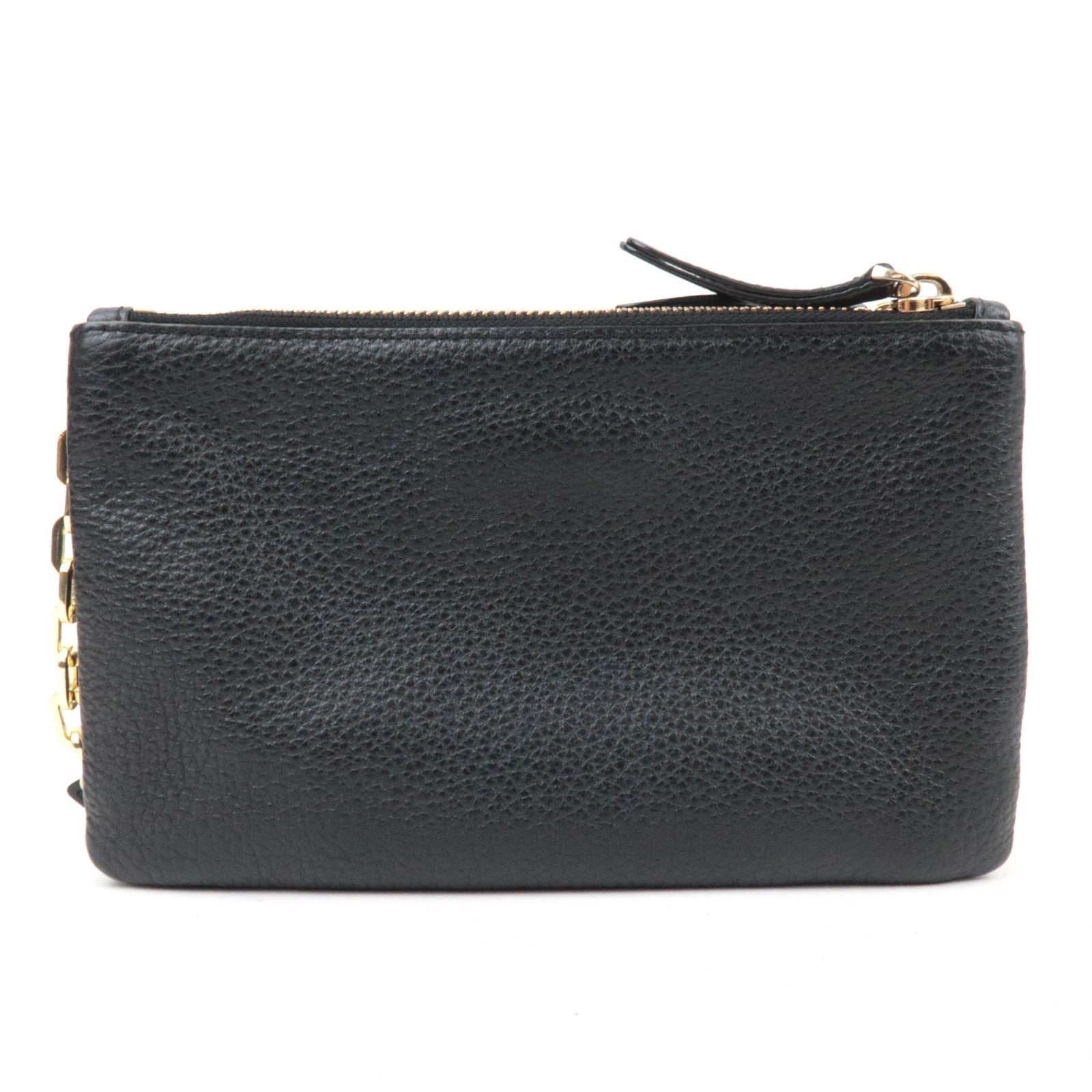 MIU MIU Leather Chain Shoulder Bag Black Gold HDW