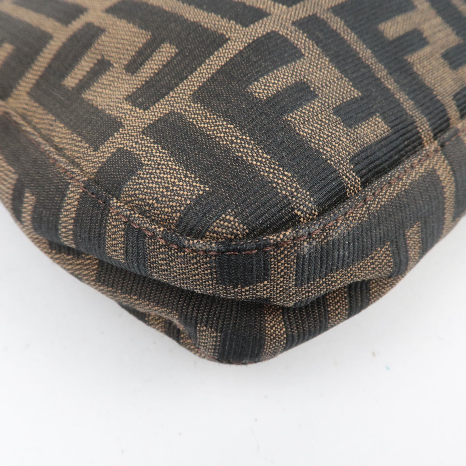 FENDI Zucca Canvas Leather Shoulder Bag Khaki Black Brown 26569