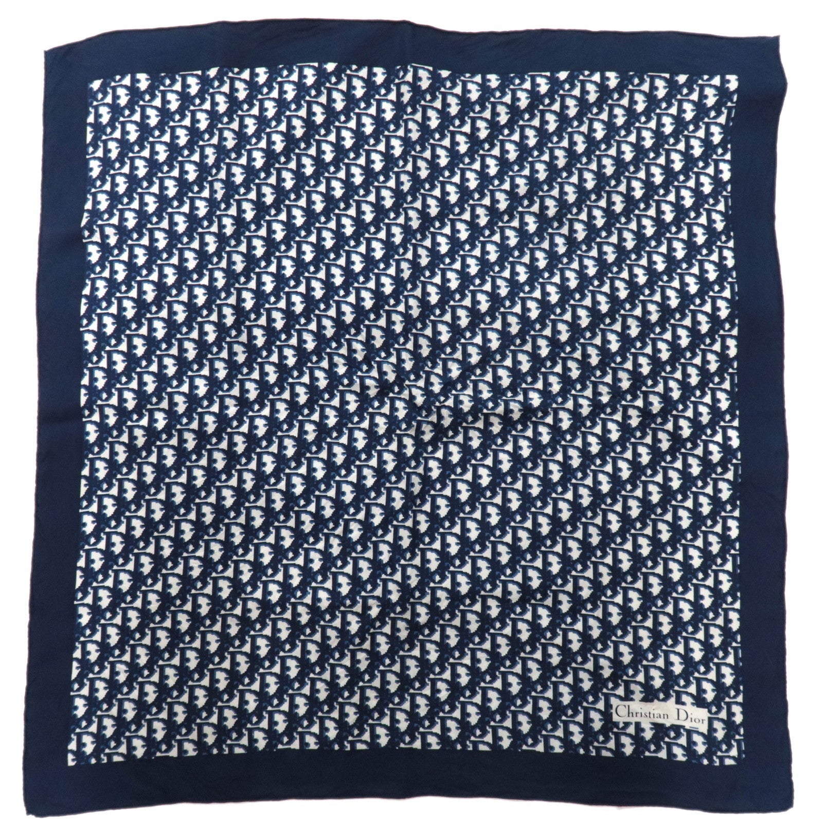 Christian Dior Trotter 100% Silk Scarf Navy86050