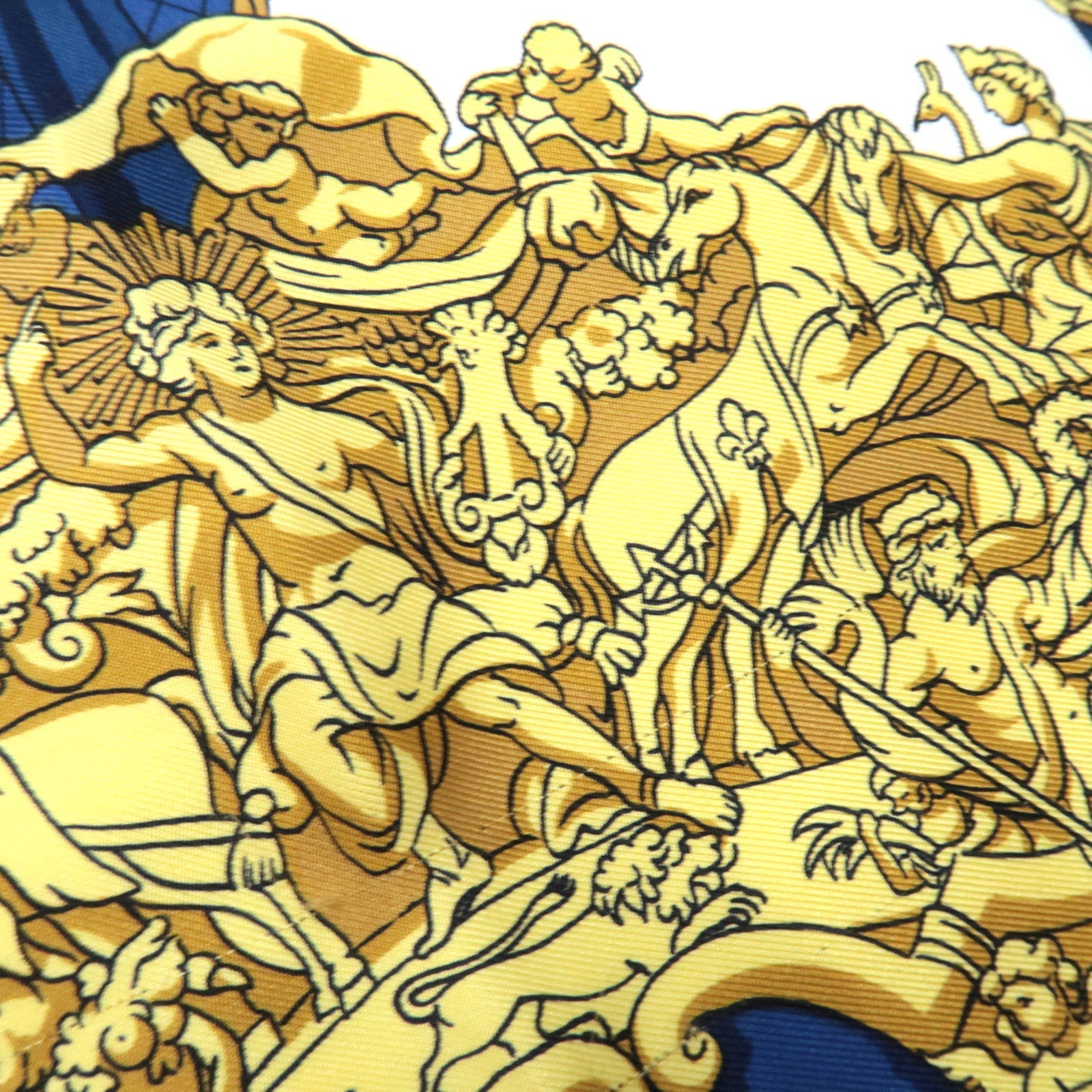 HERMES Carre 90 100% Silk Scarf VUE DU DE CARROSSE LA GALERE LA REALE White Navy