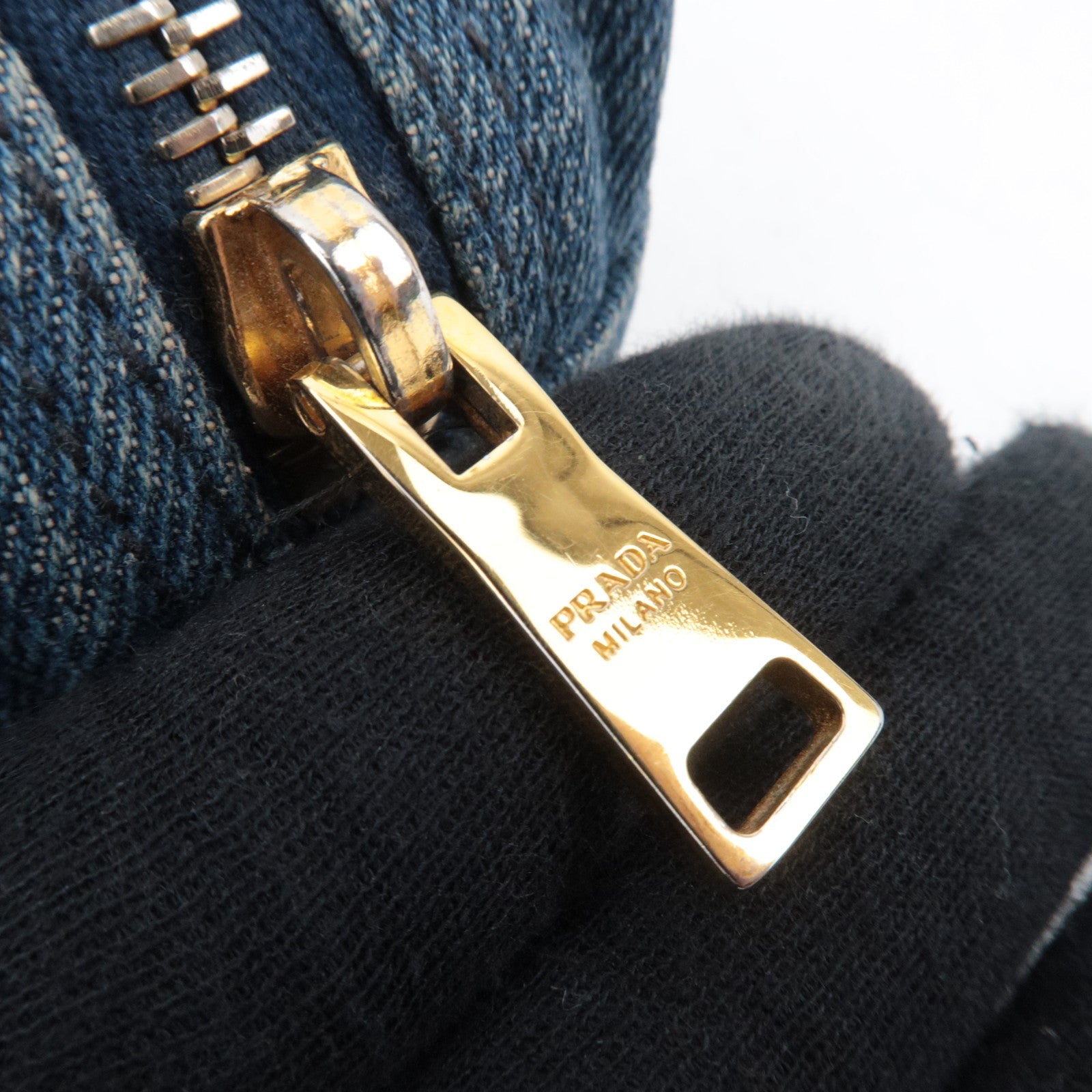 PRADA Small Pouch Cosmetic Pouch Denim Blue