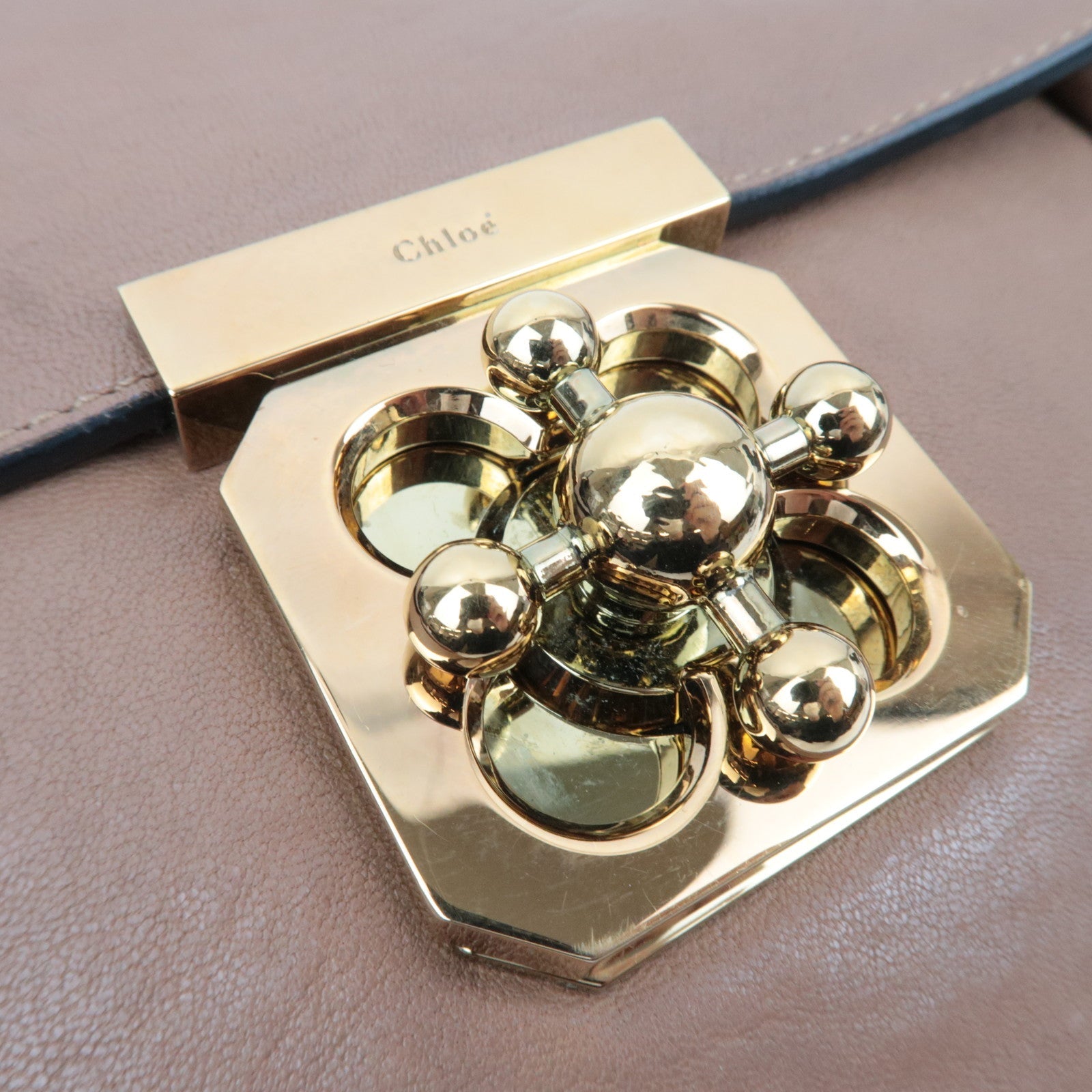 Chloe Elsie Chain Shoulder Bag Leather Brown