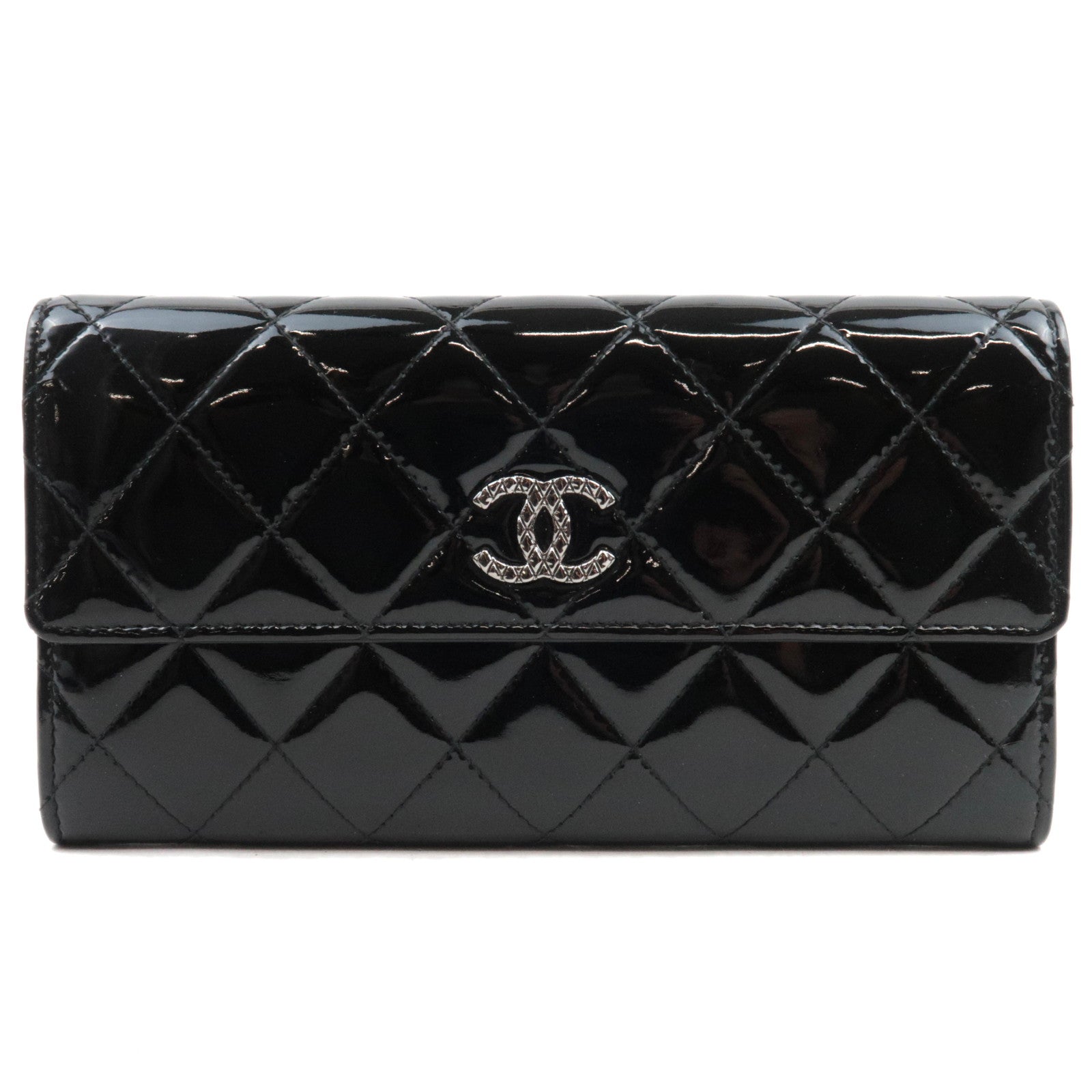 CHANEL Brilliant Matelasse Wallet Patent Leather Black 2021867486246