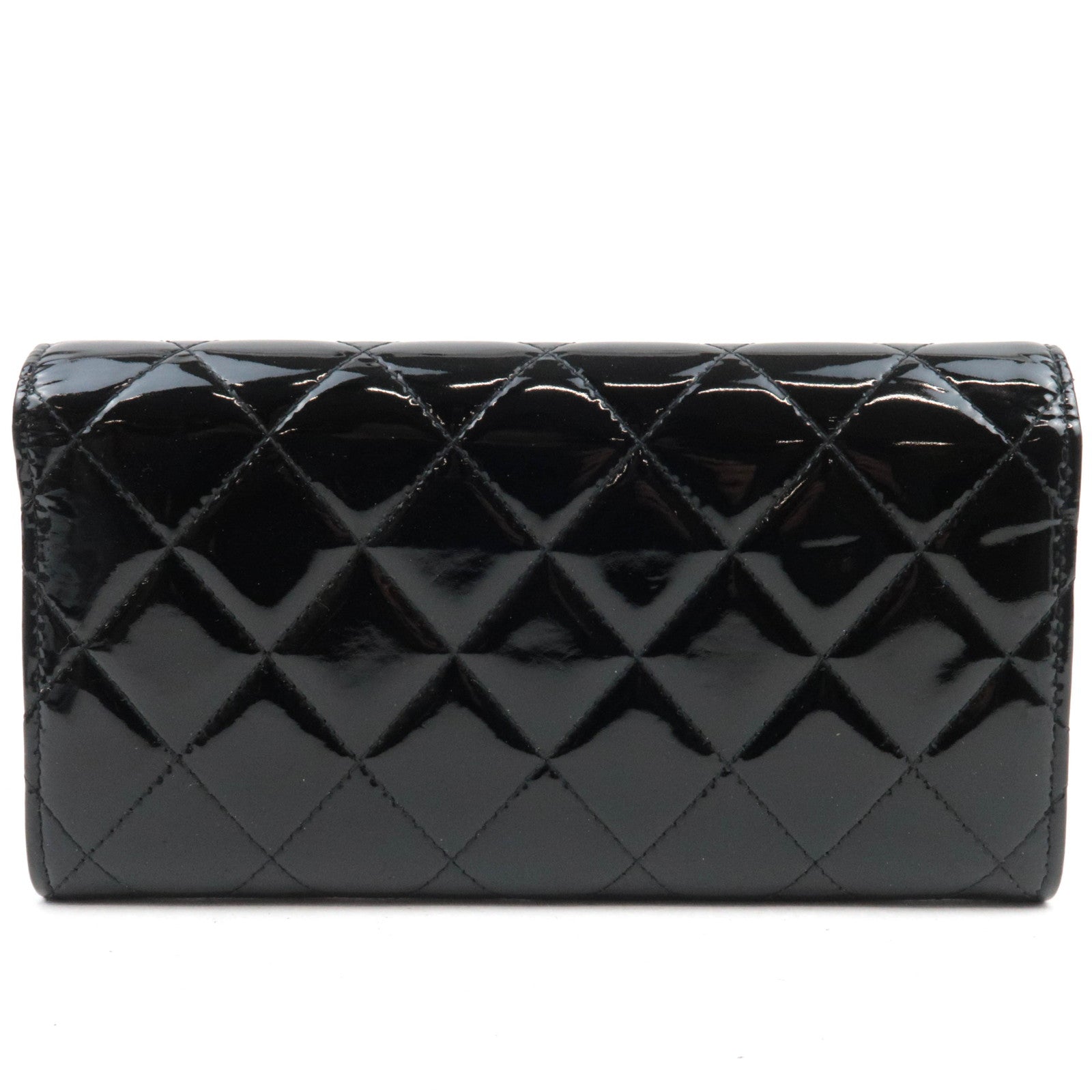 CHANEL Brilliant Matelasse Wallet Patent Leather Black 20218674