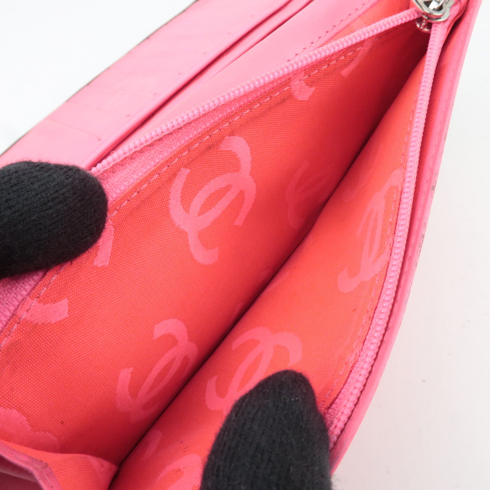 CHANEL Cambon Line Wallet Lambskin Patent Leather Black 11203051