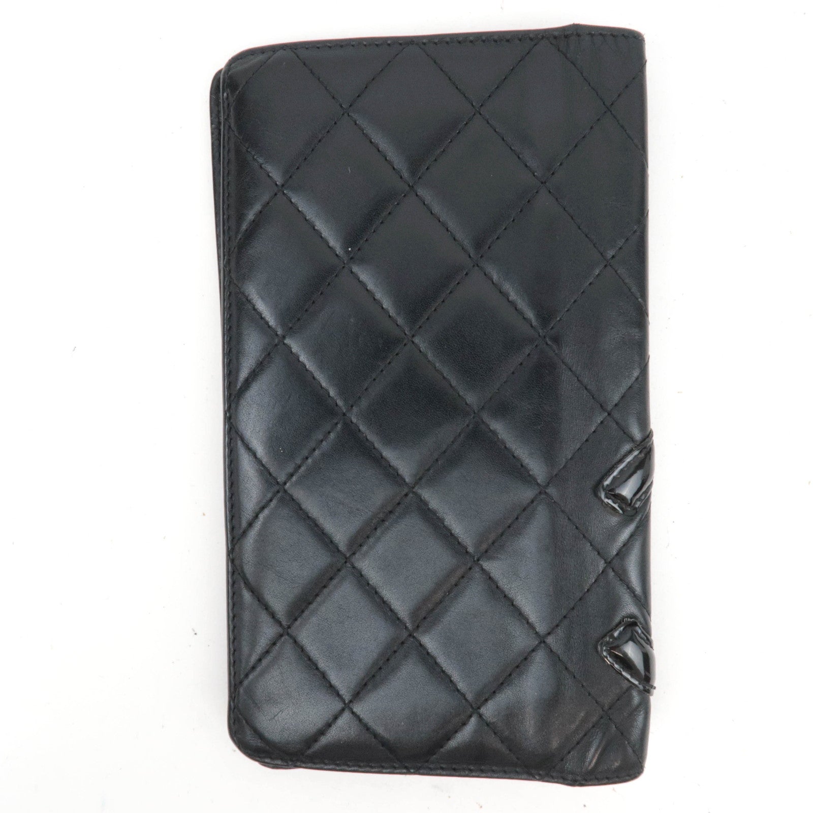 CHANEL Cambon Line Wallet Lambskin Patent Leather Black 11203051
