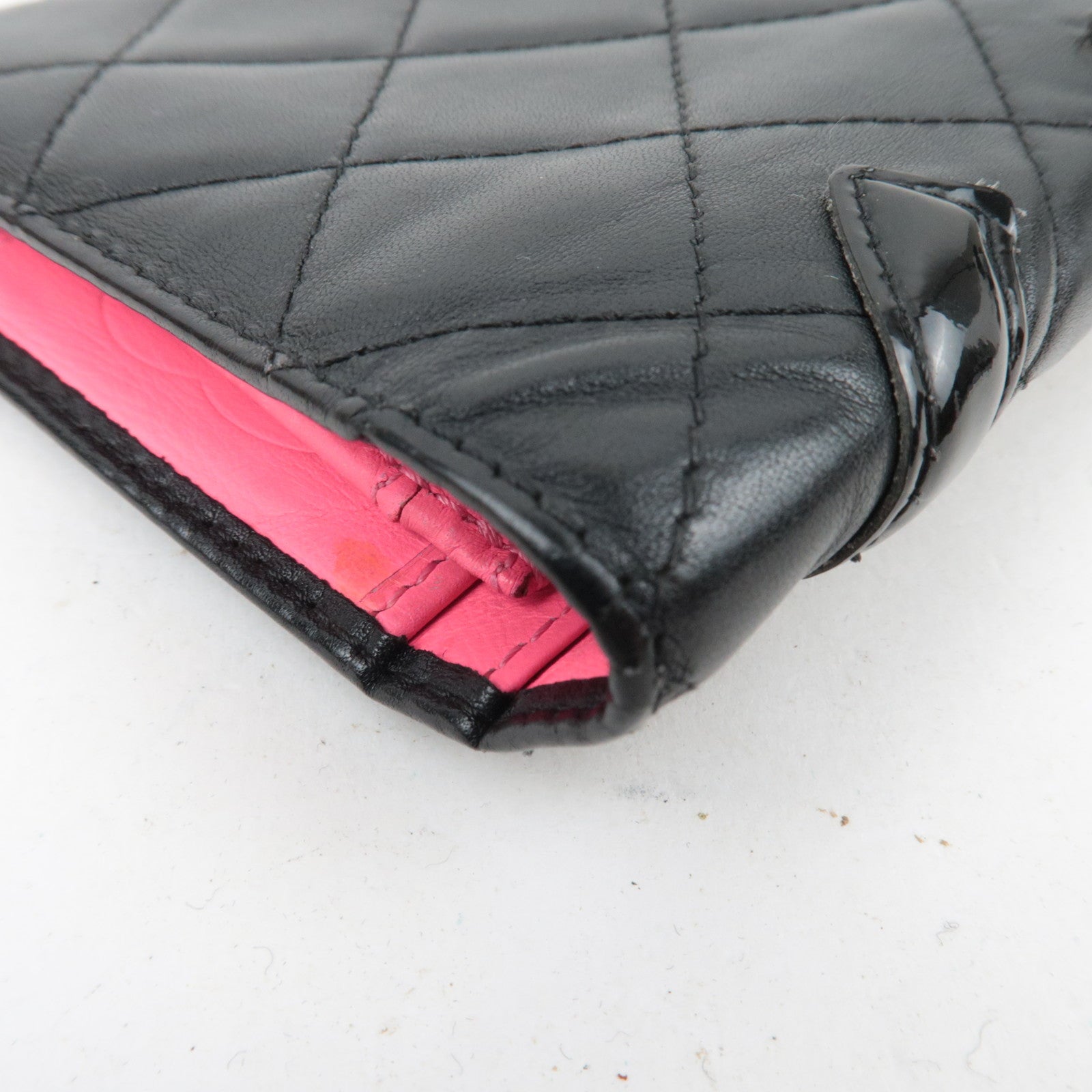 CHANEL Cambon Line Wallet Lambskin Patent Leather Black 11203051