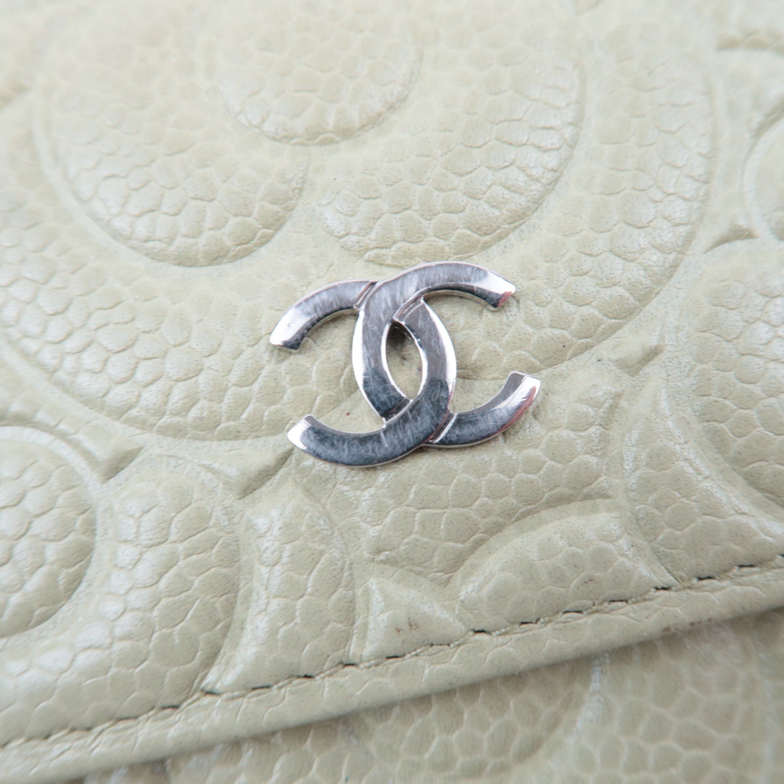 CHANEL Camellia Wallet Caviarskin Light Green 30567831