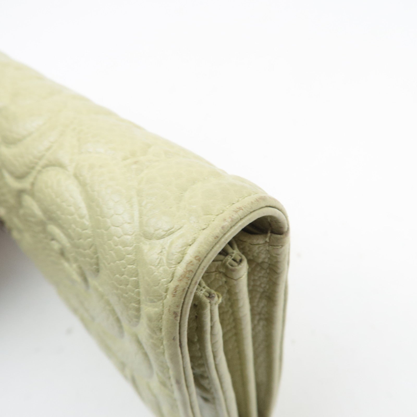 CHANEL Camellia Wallet Caviarskin Light Green 30567831