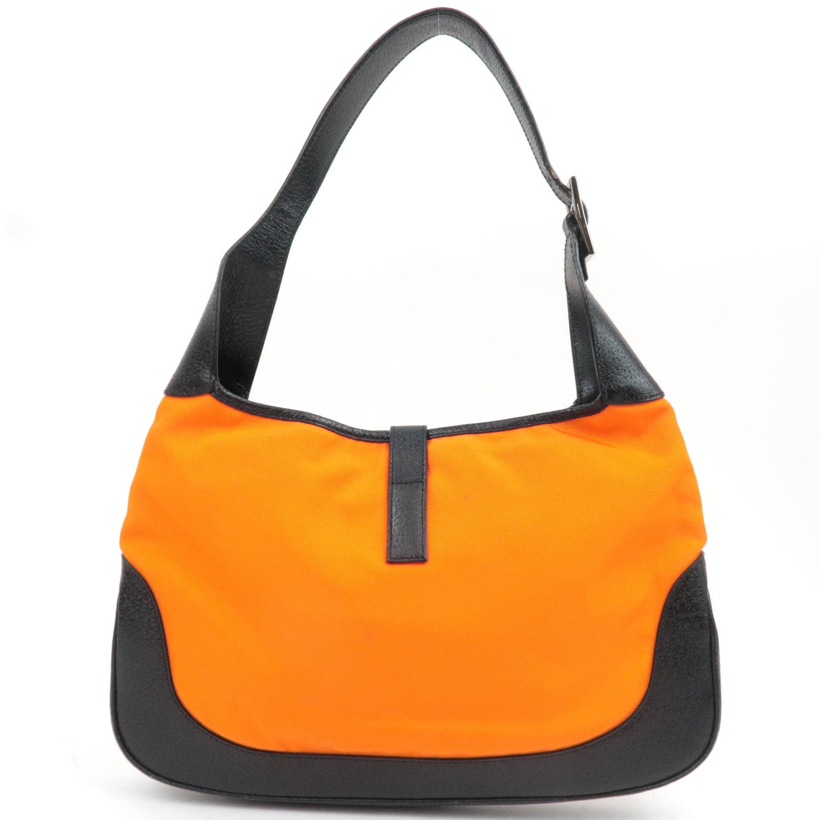 GUCCI Jackie Nylon Leather Shoulder Bag Orange Black 001.3306