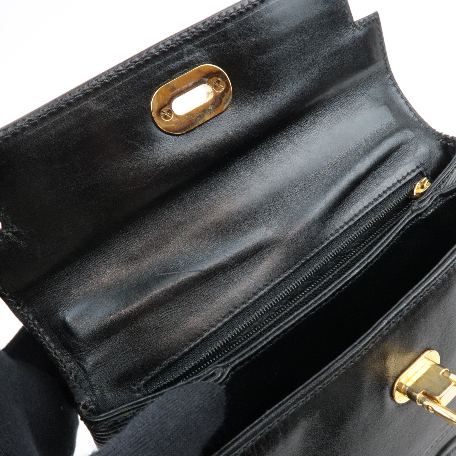 FENDI Small Leather Handbag Black 11652