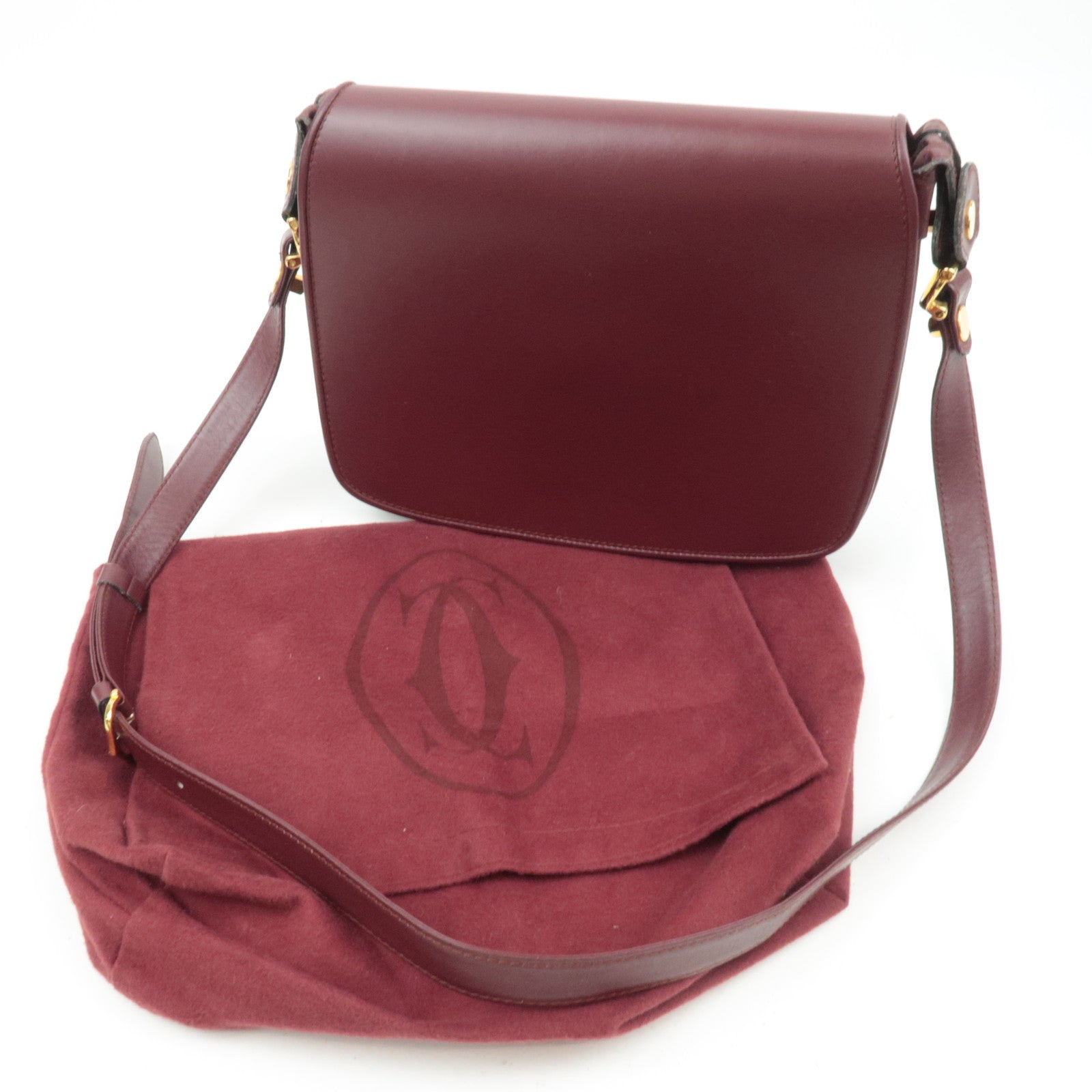 Cartier Must Line Leather Shoulder Bag Bordeaux