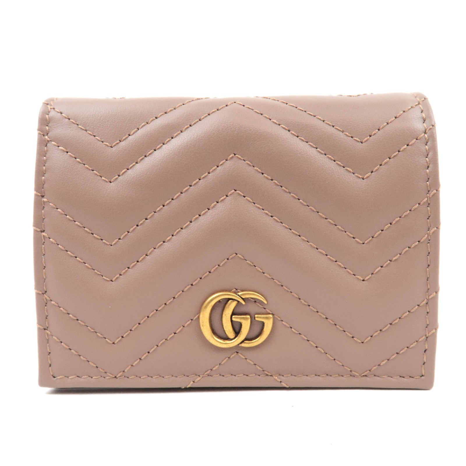 GUCCI GG Marmont Leather Wallet Greige 46649286299